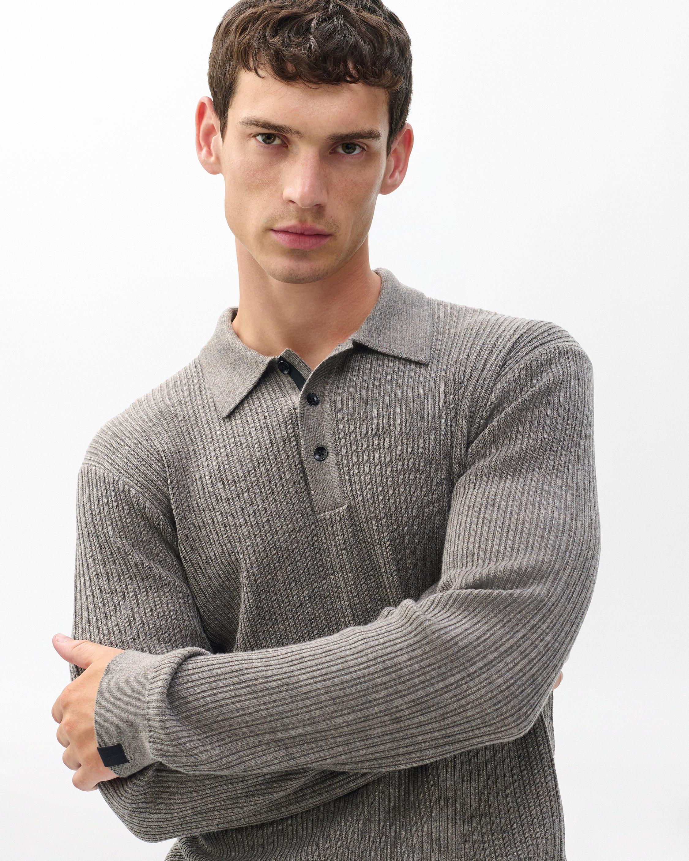 Crawford Wool-Cashmere Polo Sweater - Brown | rag & bone
