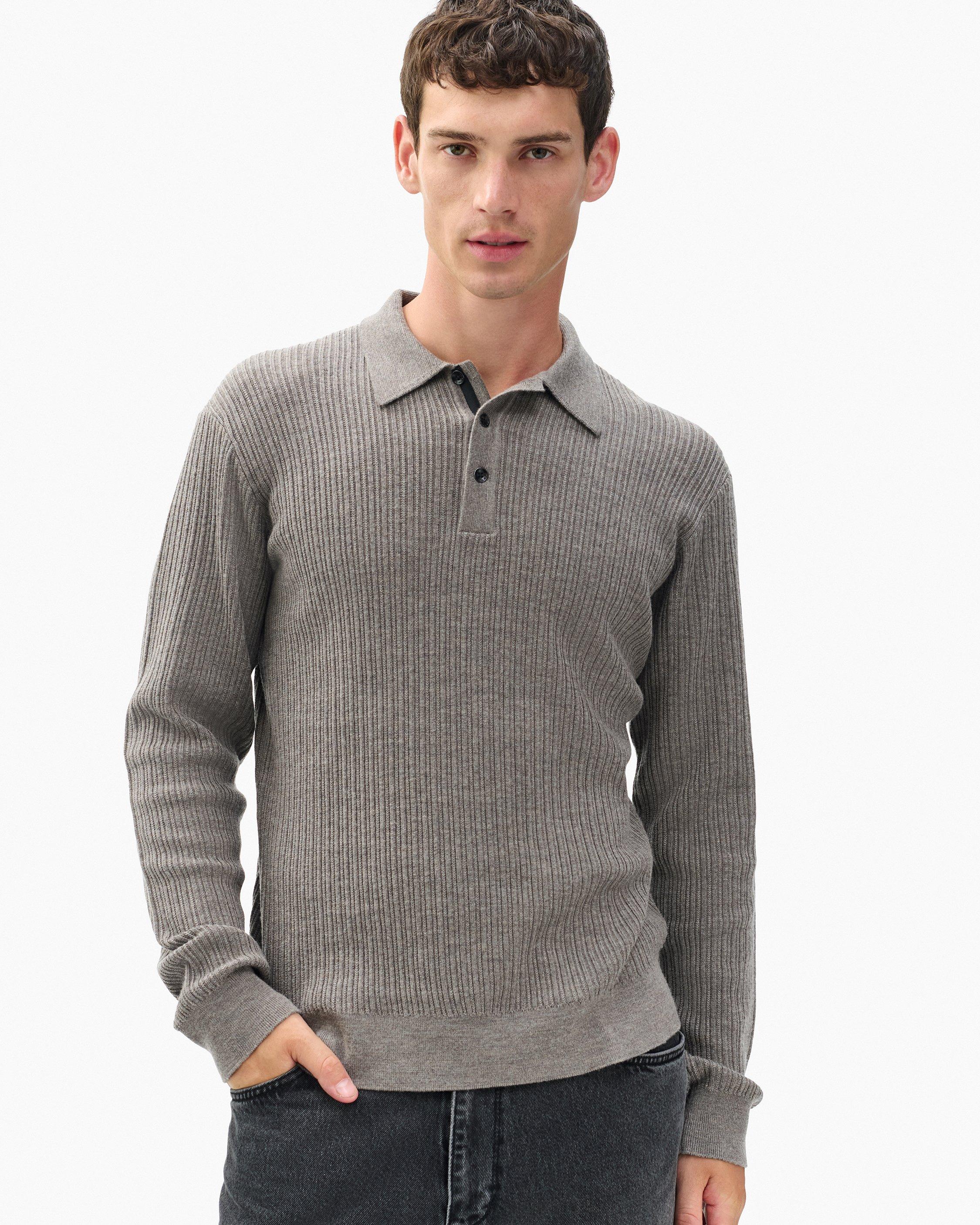 Crawford Wool-Cashmere Polo Sweater - Brown | rag & bone