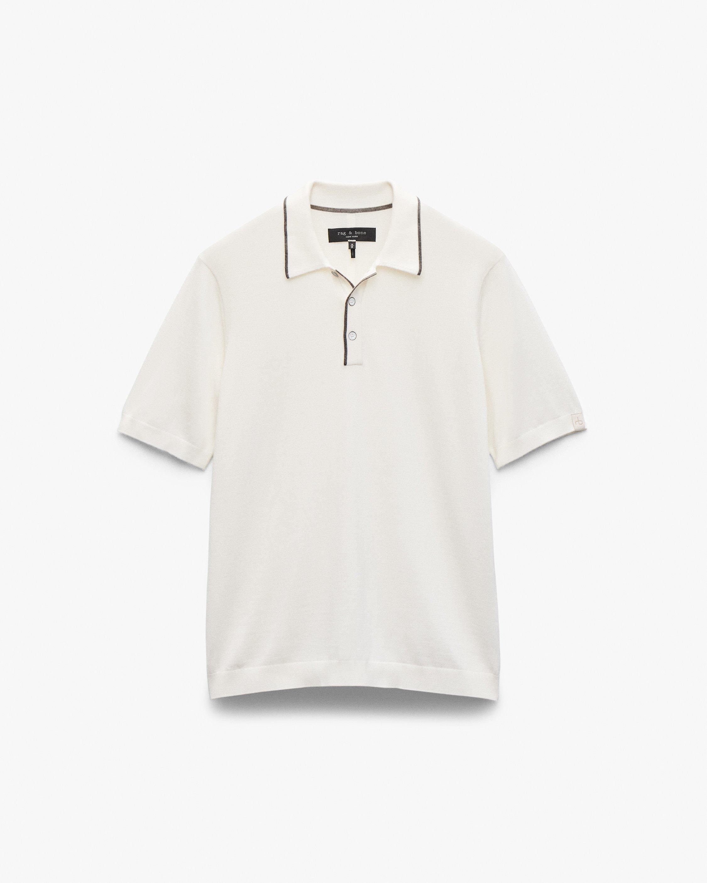 Crawford Wool-Cashmere Knit Polo - Ivory | rag & bone