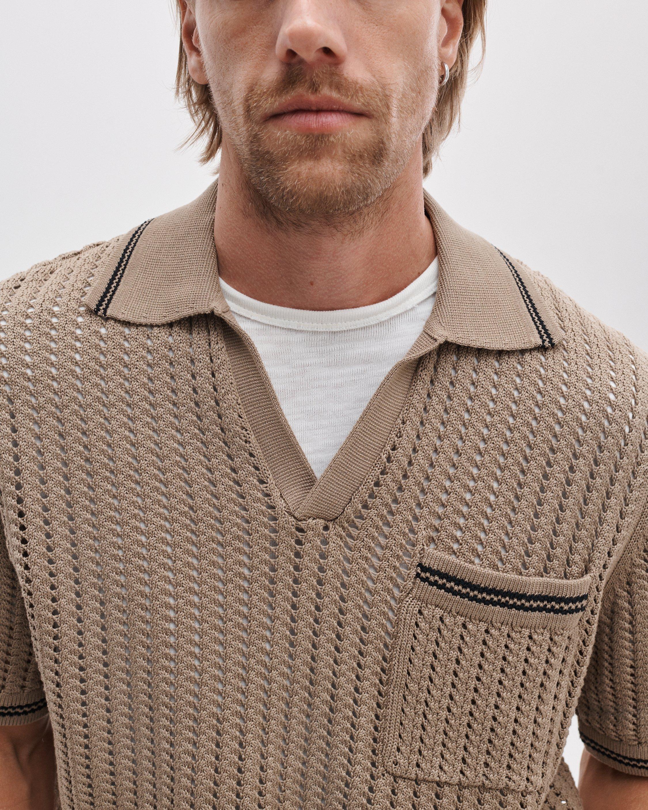 Johnny Collar Crochet Polo Shirt image number 4