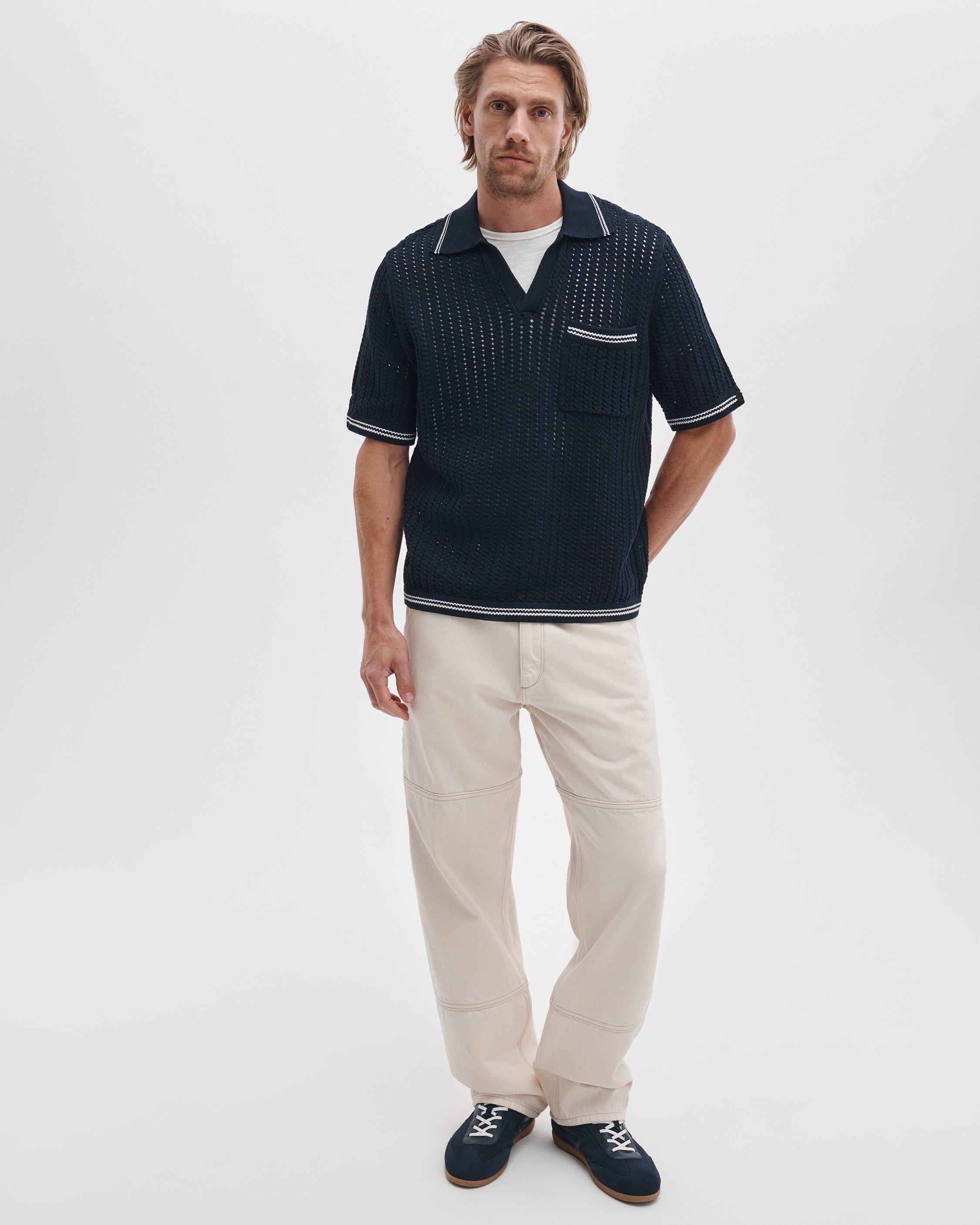 Johnny Collar Crochet Polo Shirt image number 3