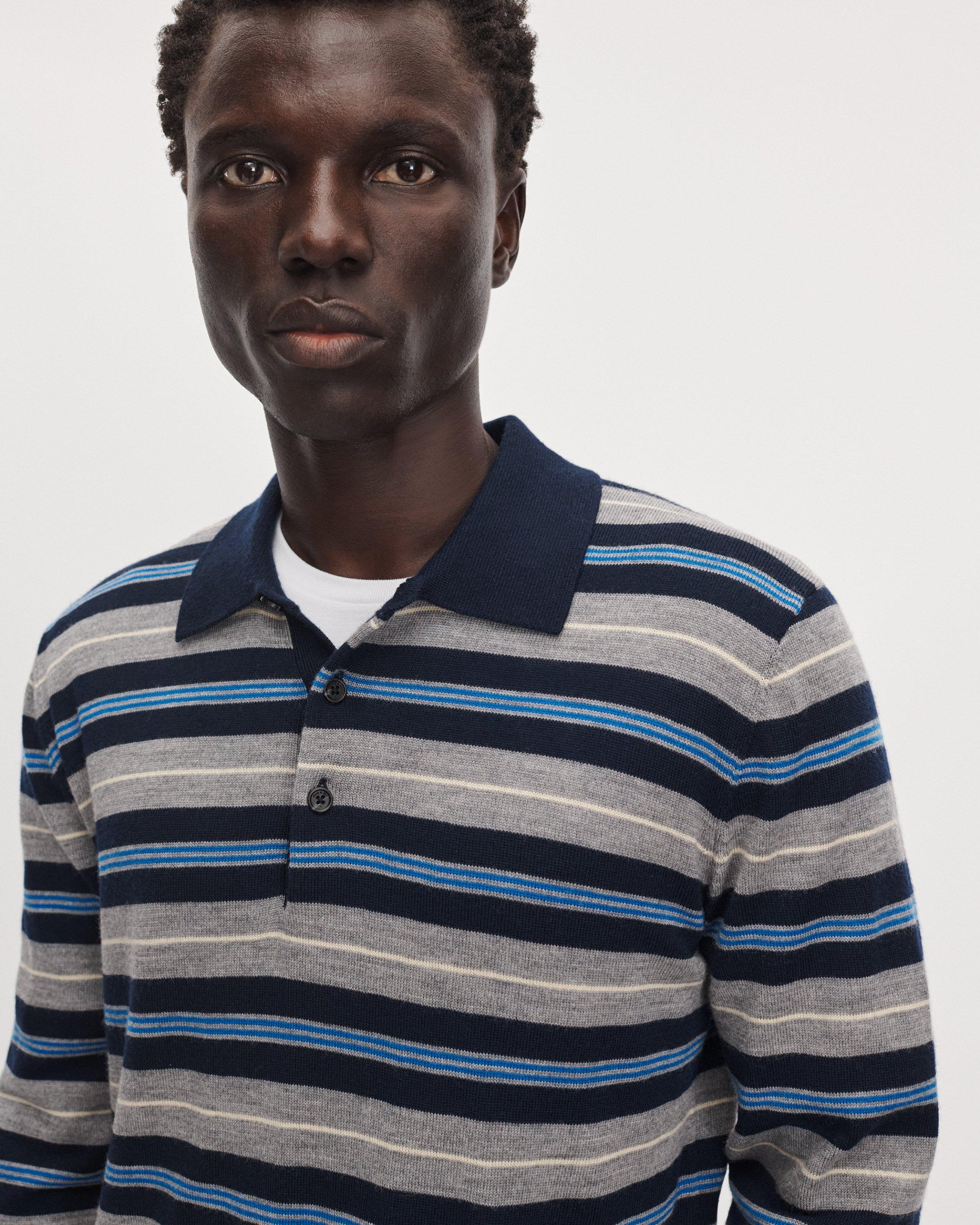 Striped Merino Wool Rugby Polo image number 4