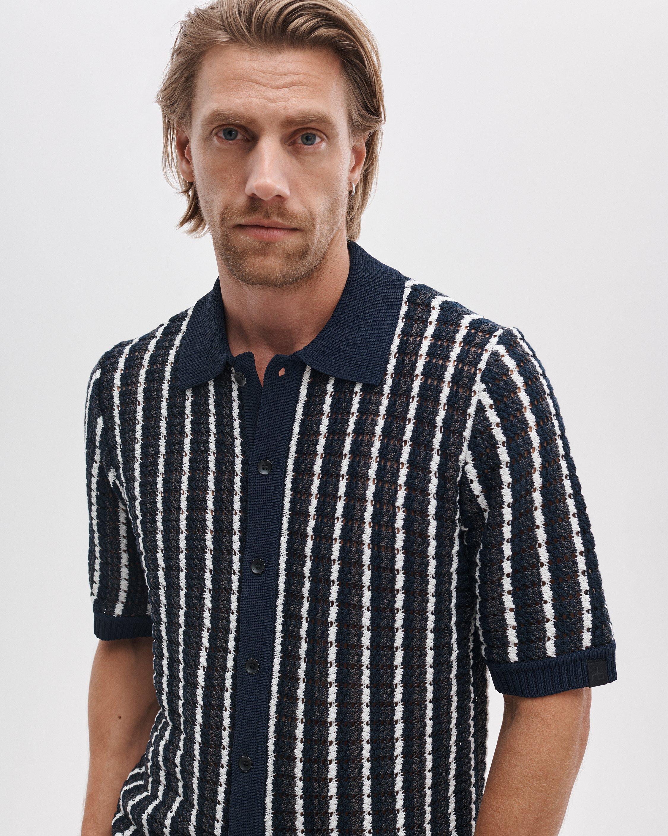 Dalton Crochet Shirt - Navy Multi | rag & bone