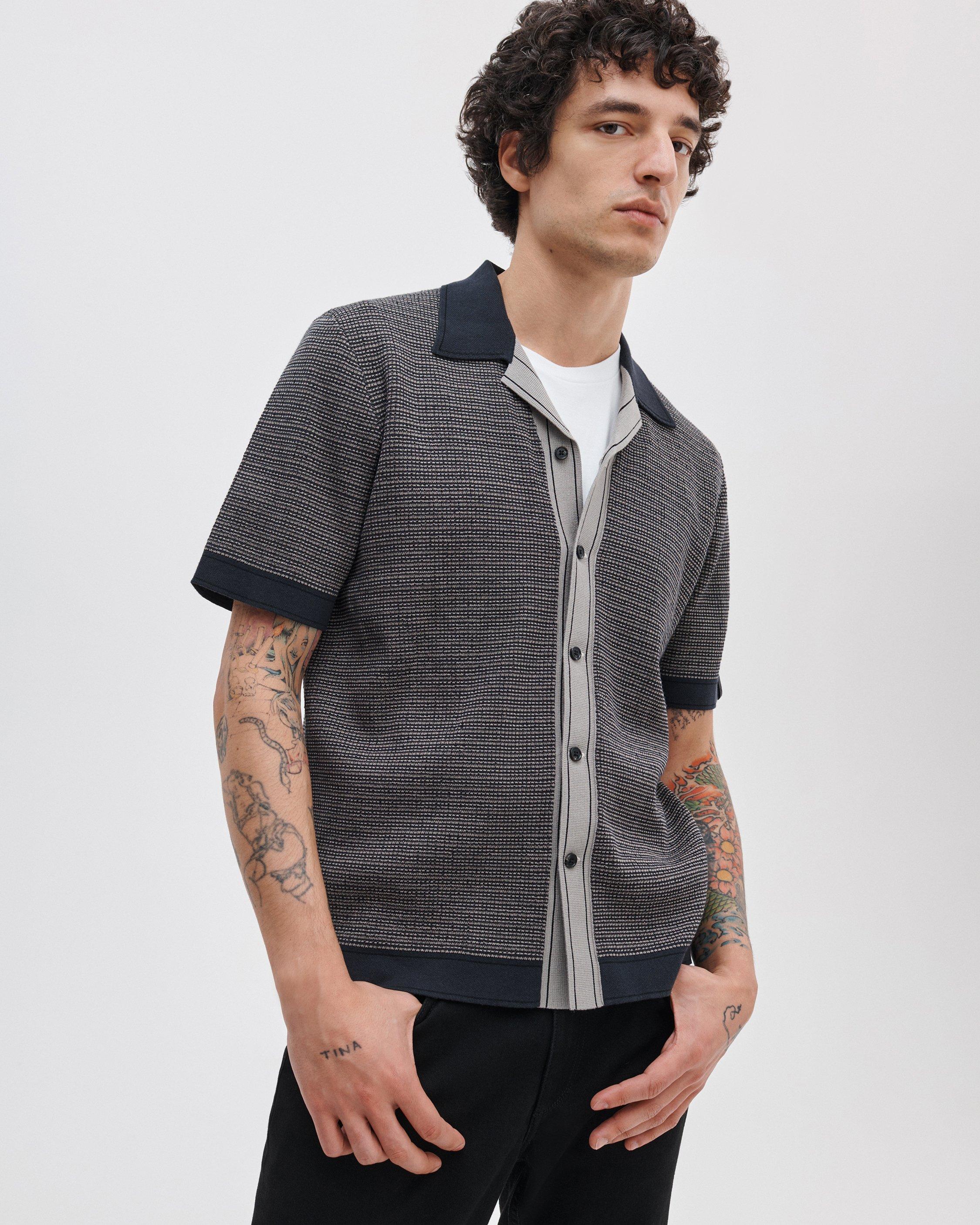 Harvey Contrast-Trim Knit Camp Shirt image number 2