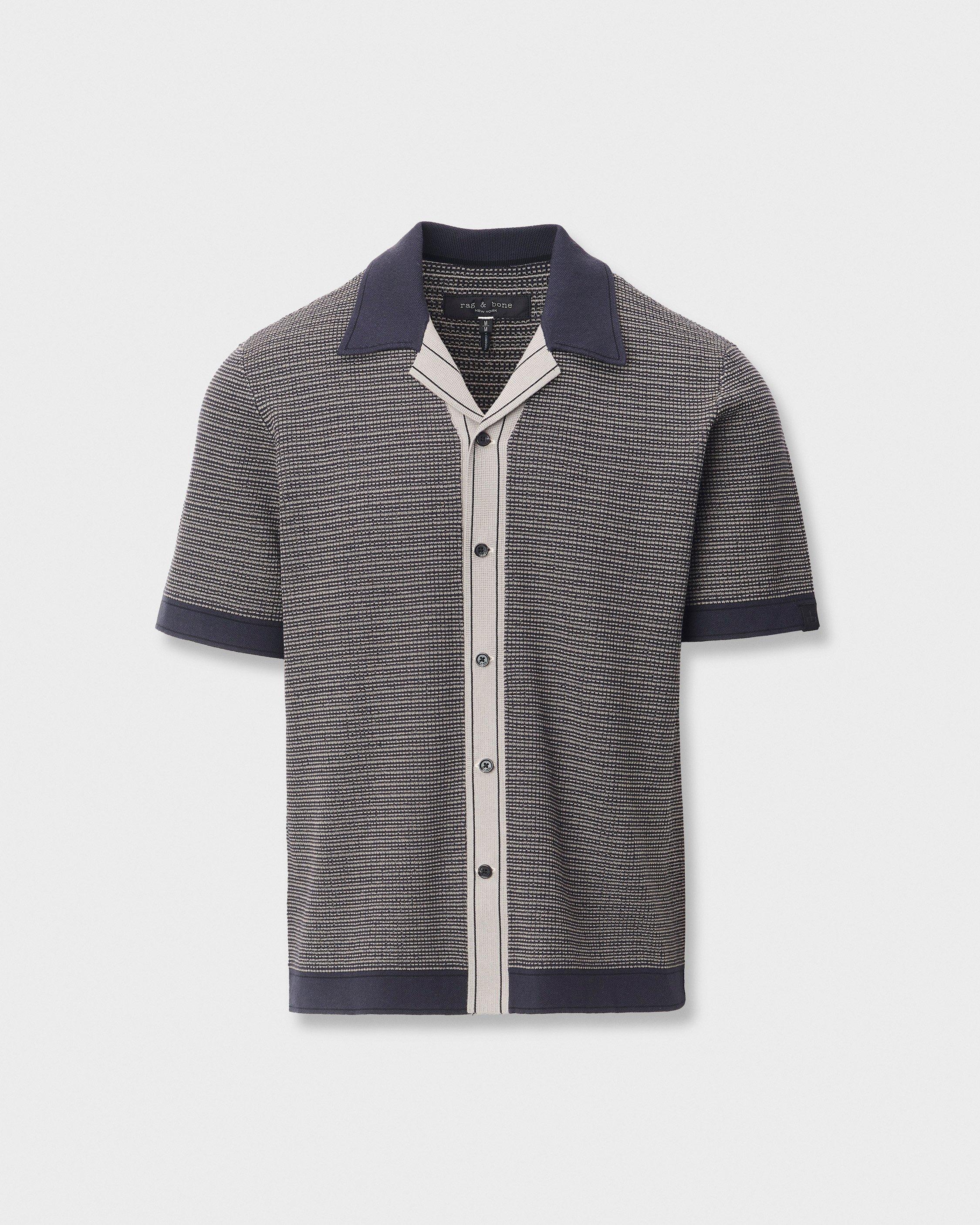 Harvey Contrast-Trim Knit Camp Shirt image number 1