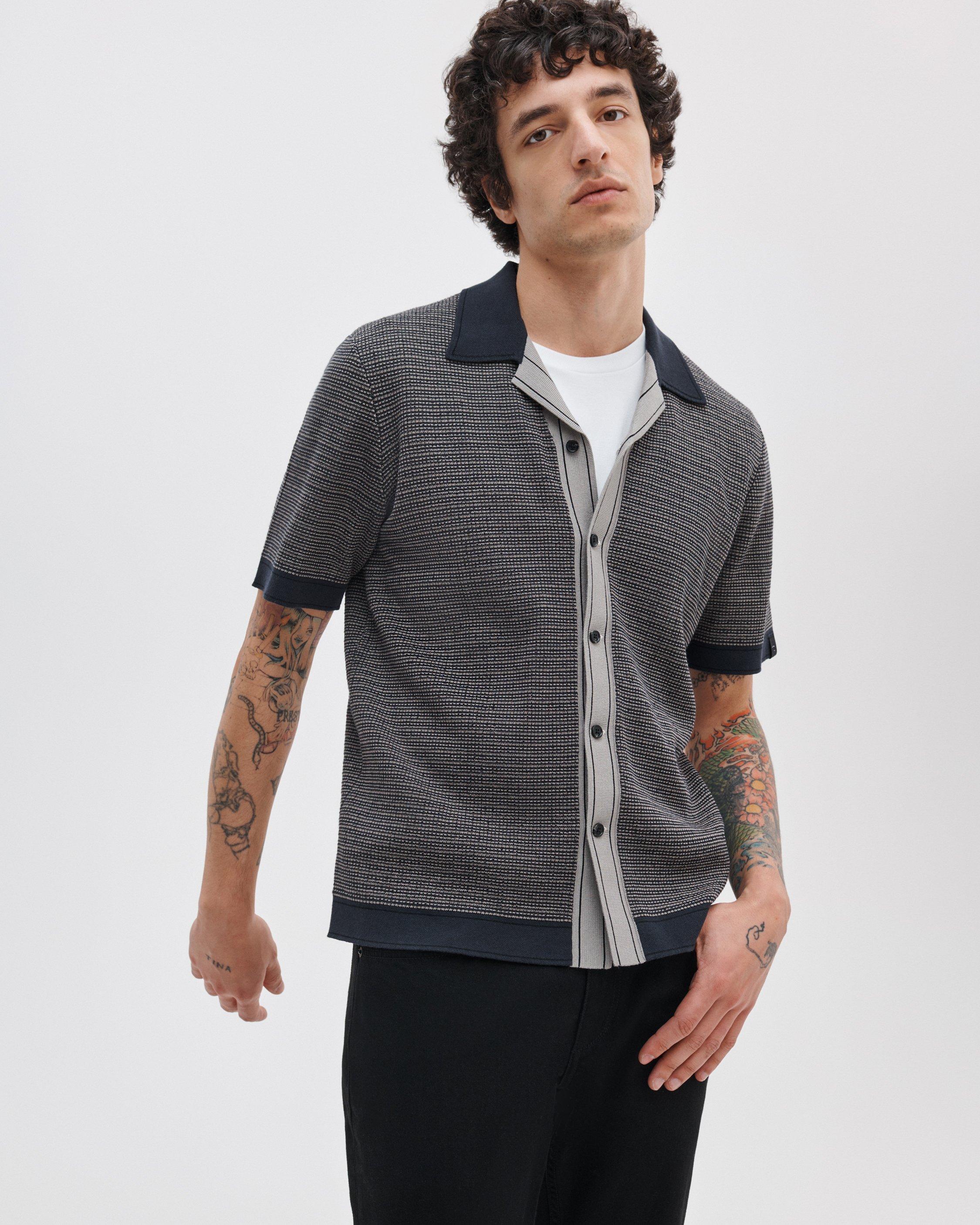 Harvey Contrast-Trim Knit Camp Shirt image number 6