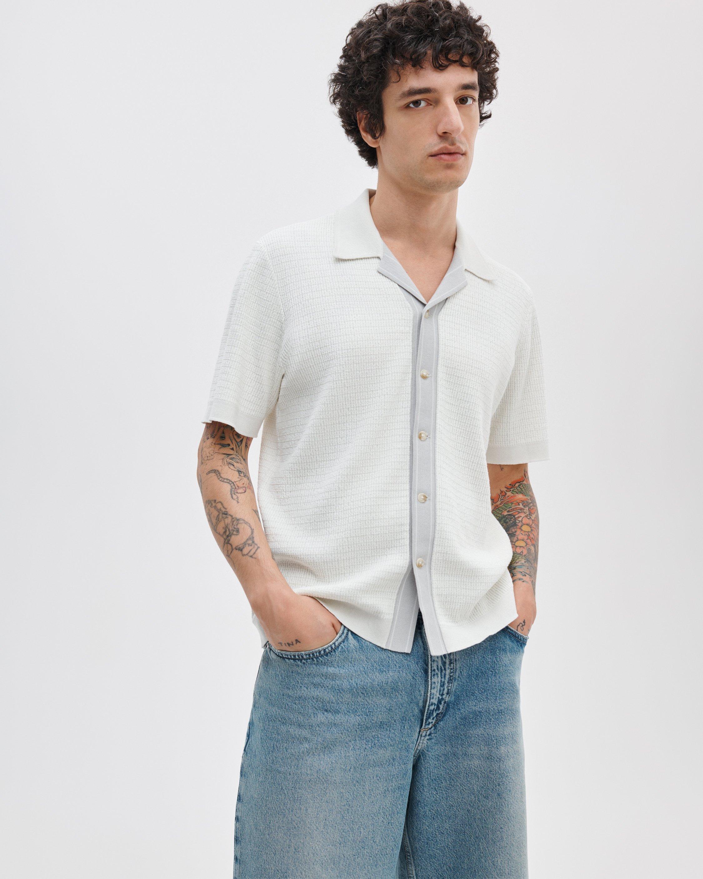 Harvey Contrast-Trim Knit Camp Shirt image number 2
