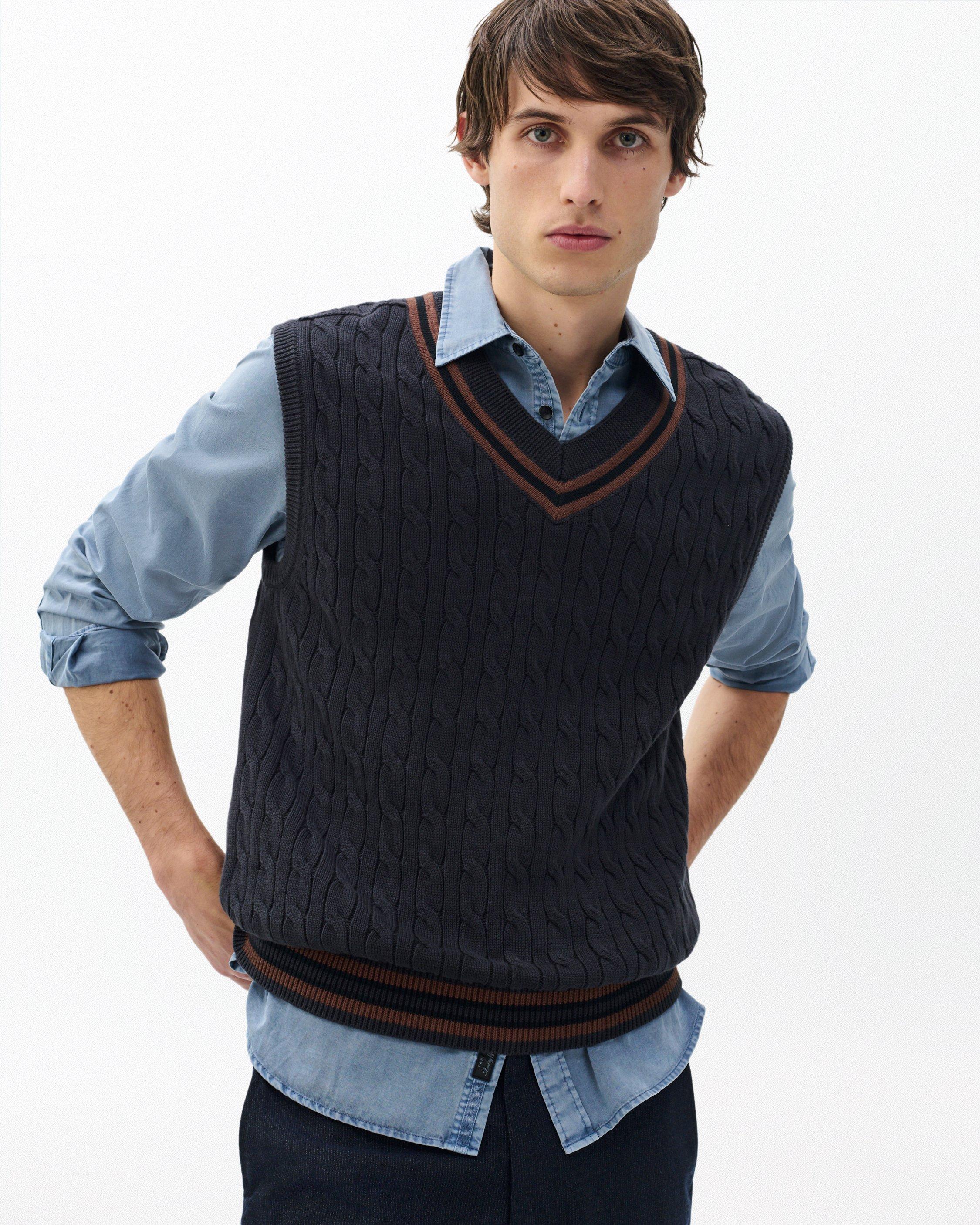Tristan Cricket Sweater Vest - Dark Grey | rag & bone