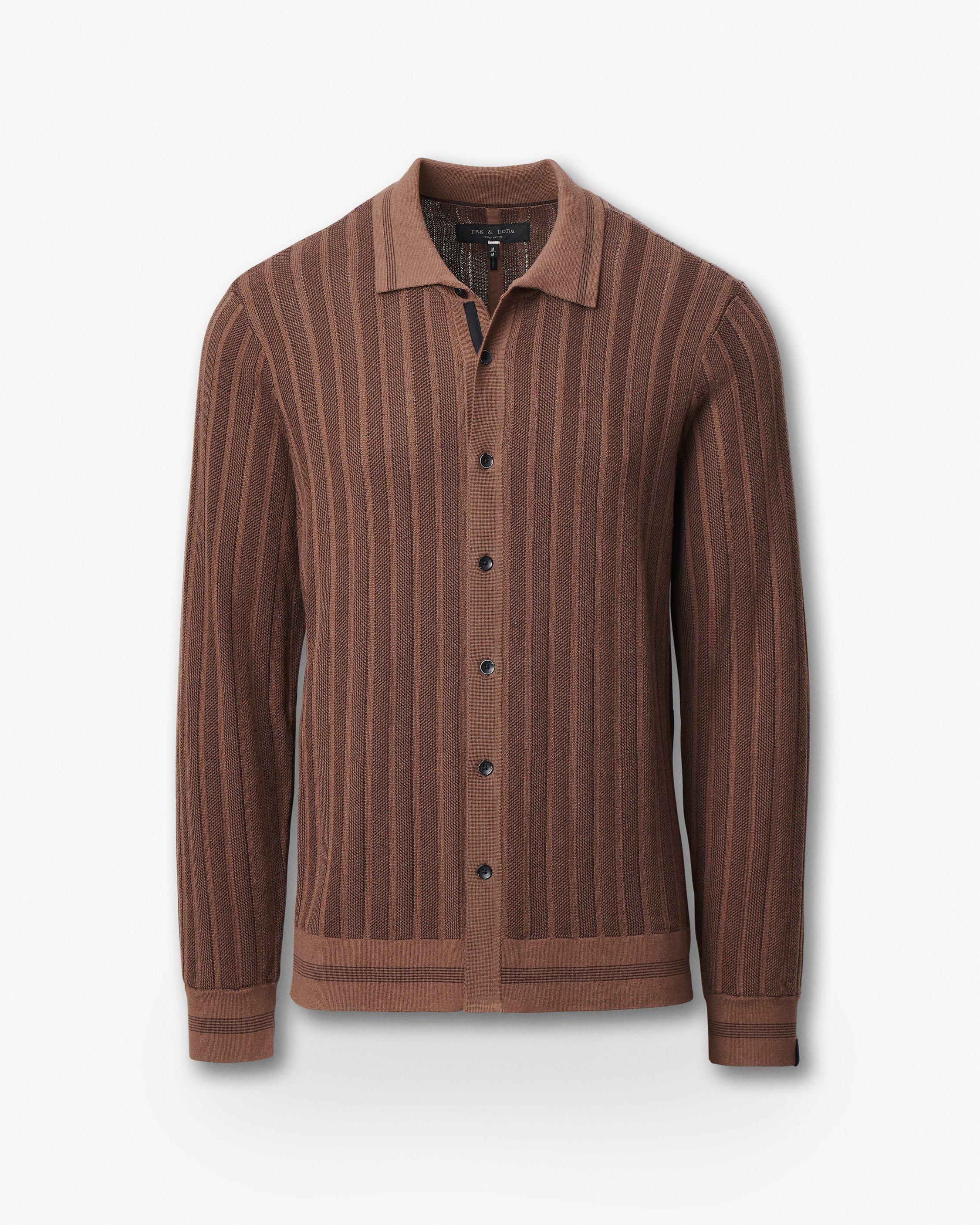 Harvey Ribbed Knit Shirt - Coffee | rag & bone