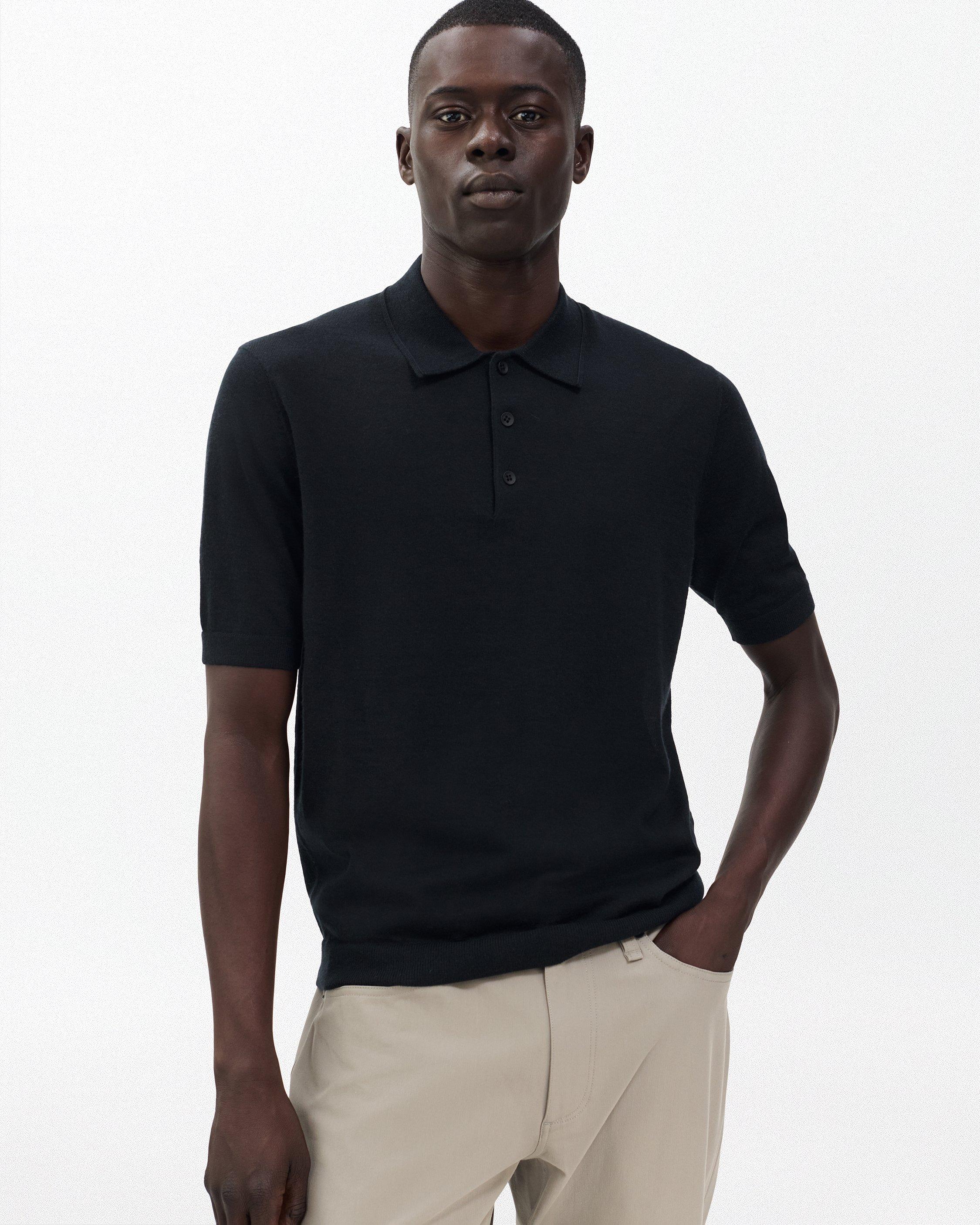 BODHI ボーディcashmere polo black Downing Lightweight Cashmere Polo - Black | rag & bone