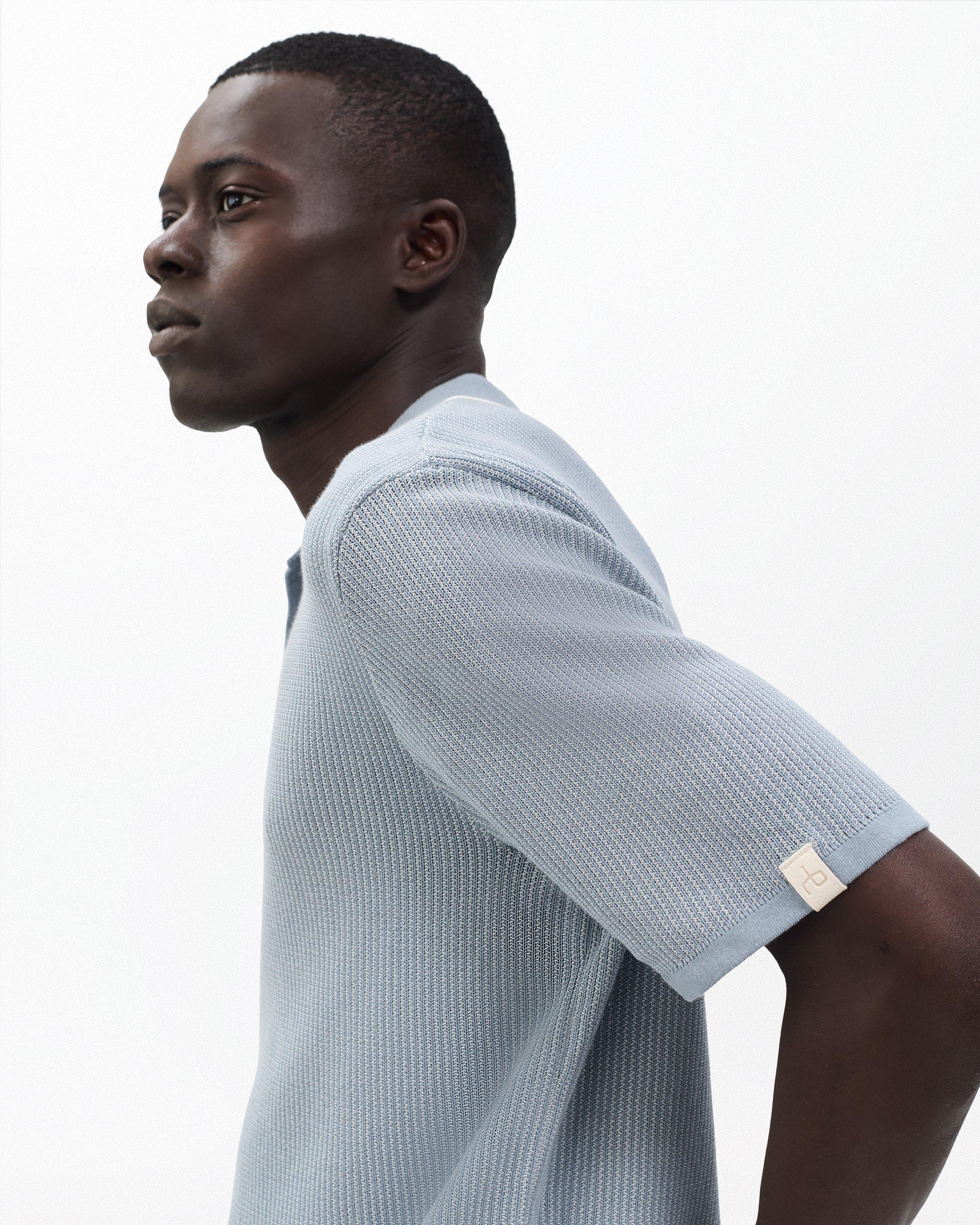 Harvey Tipped Knit Polo - Light Blue | rag & bone