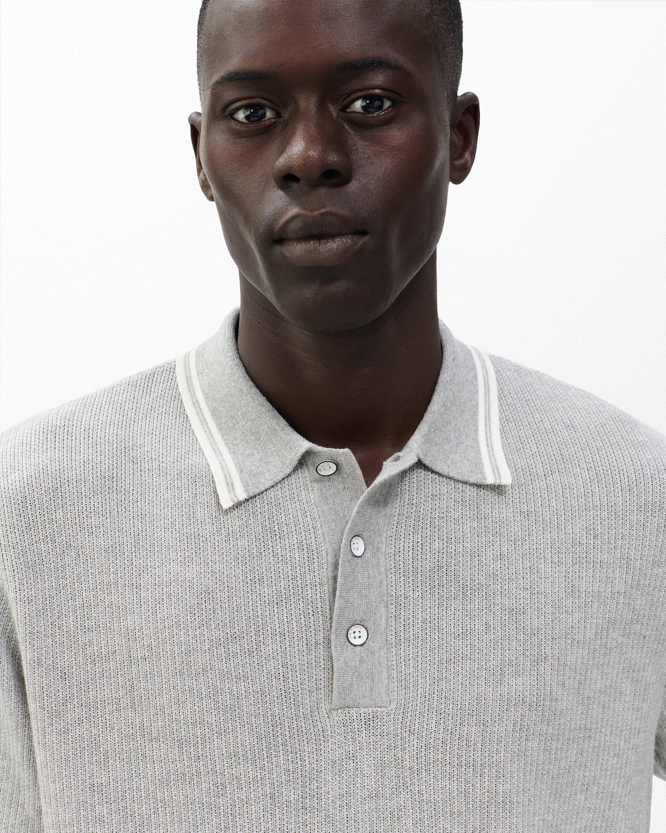Harvey Tipped Knit Polo - Heather Grey | rag & bone
