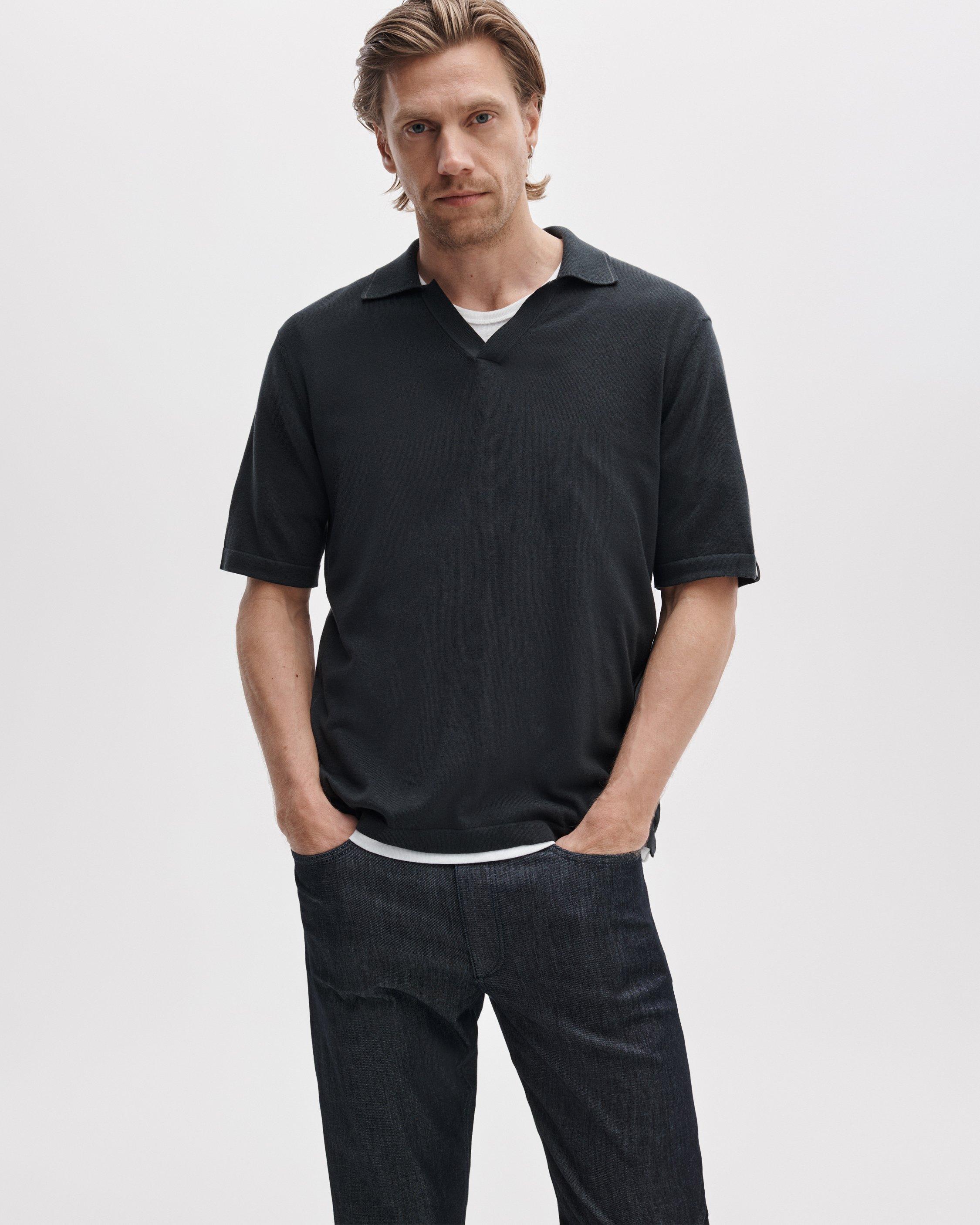 Silk-Cotton Johnny Collar Polo image number 2