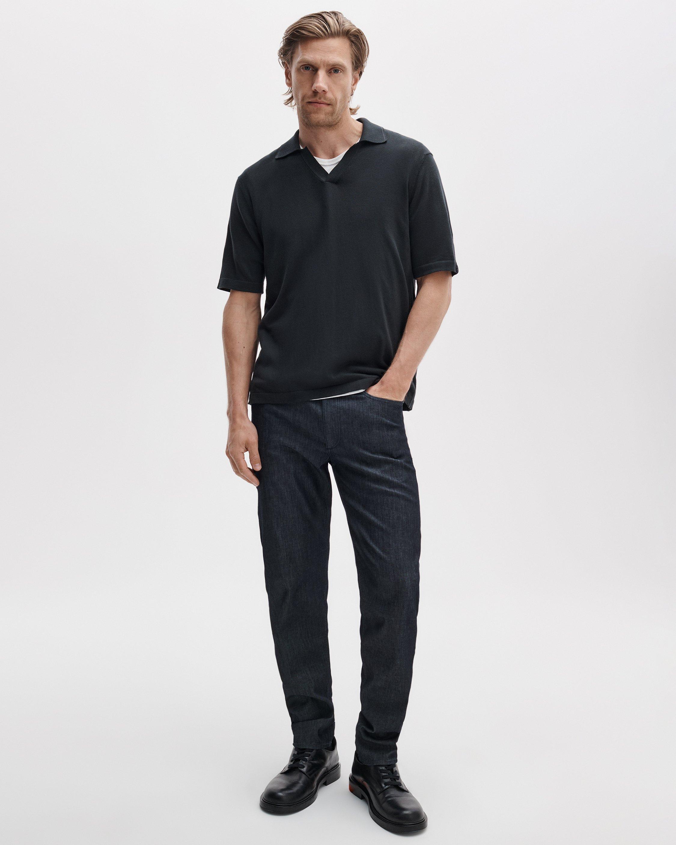 Silk-Cotton Johnny Collar Polo image number 3