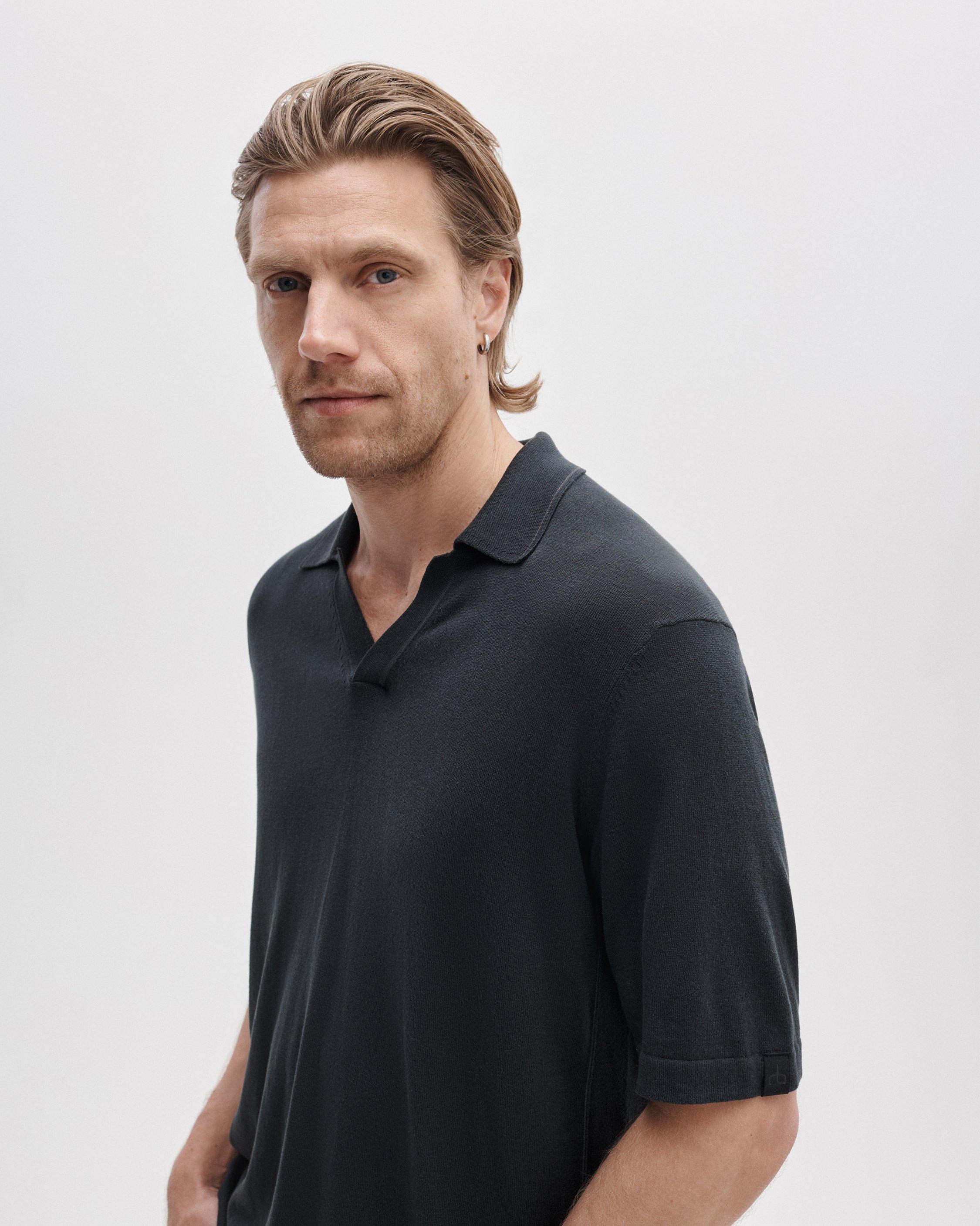 Silk-Cotton Johnny Collar Polo image number 4