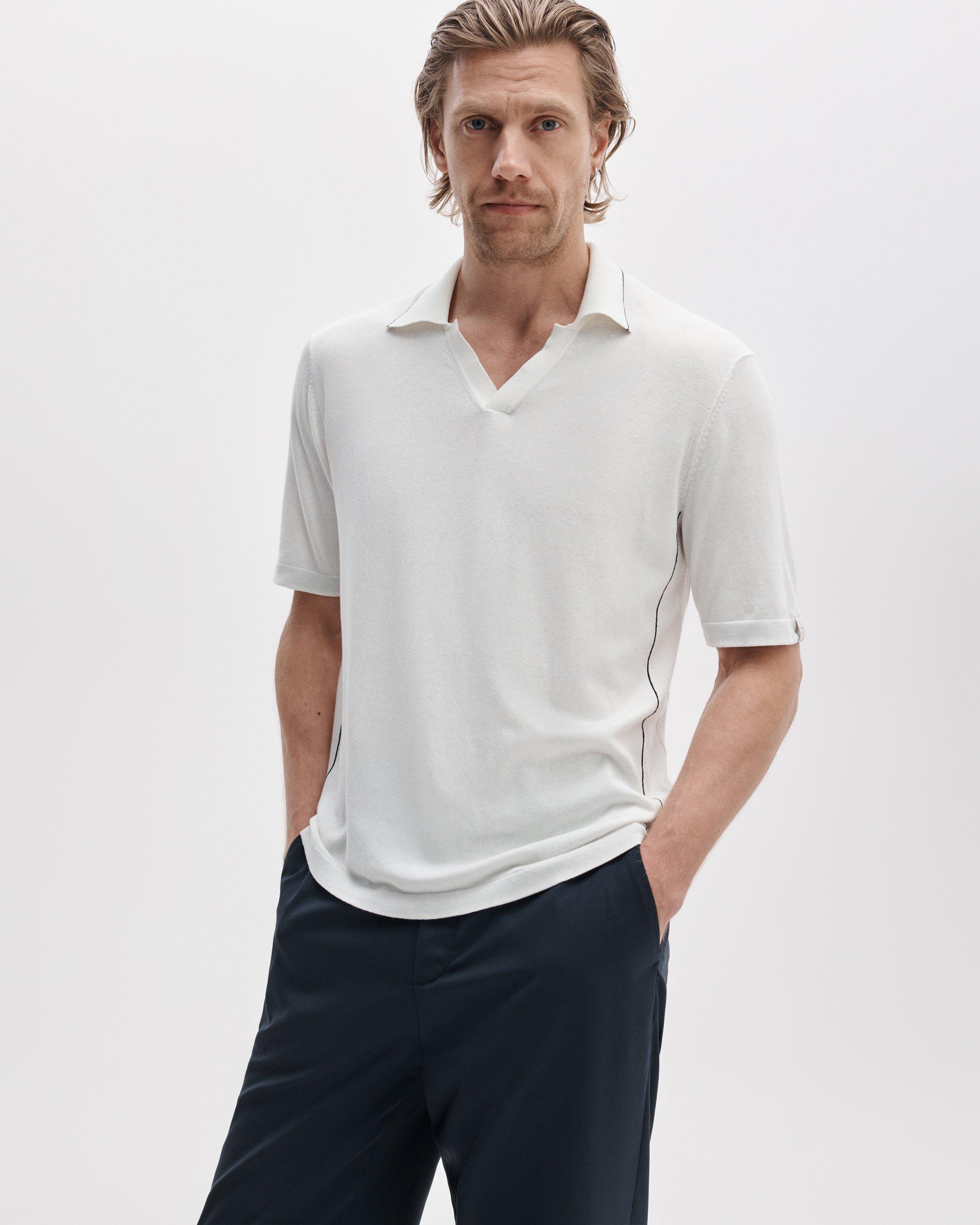 Silk-Cotton Johnny Collar Polo image number 2