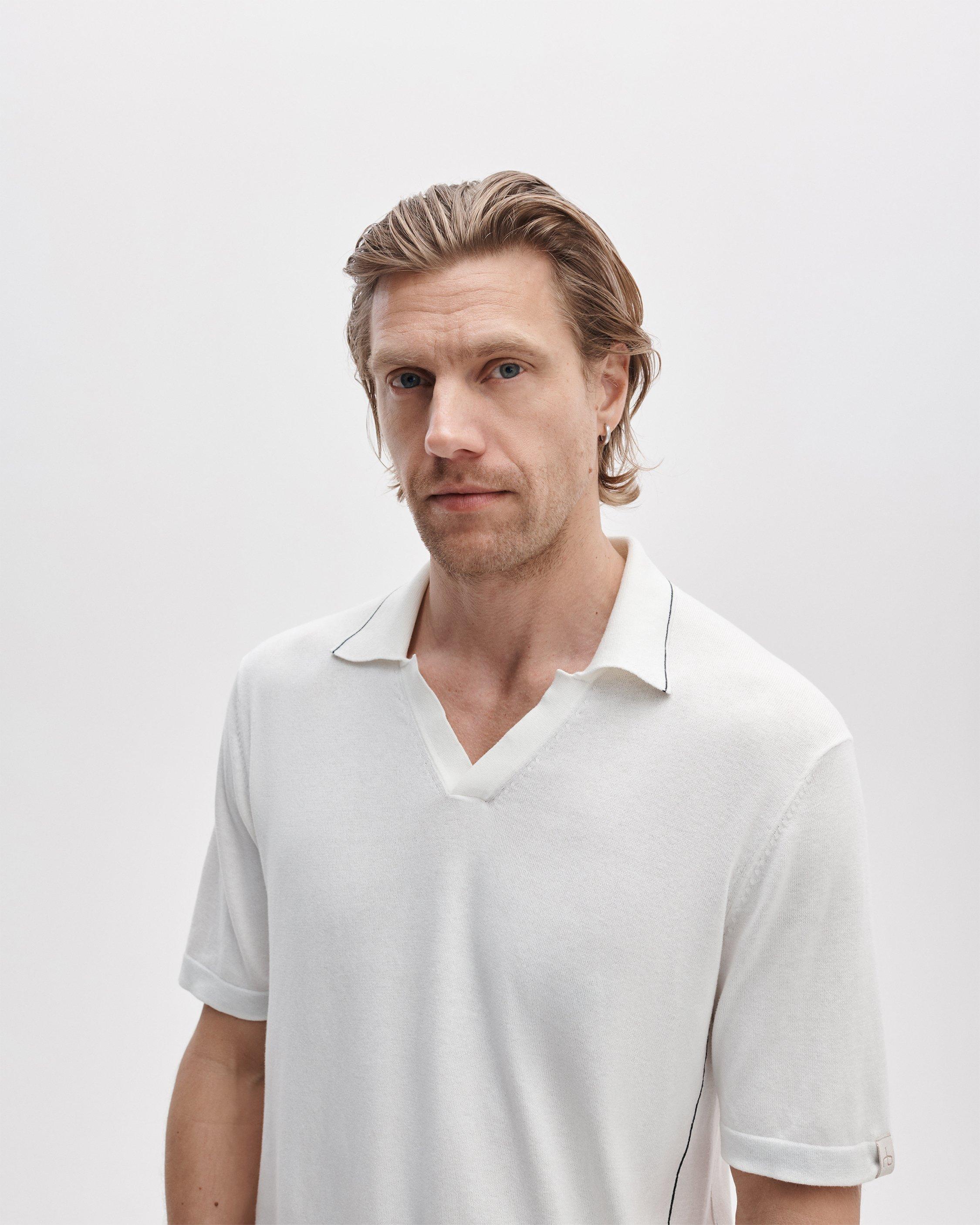 Silk-Cotton Johnny Collar Polo image number 4