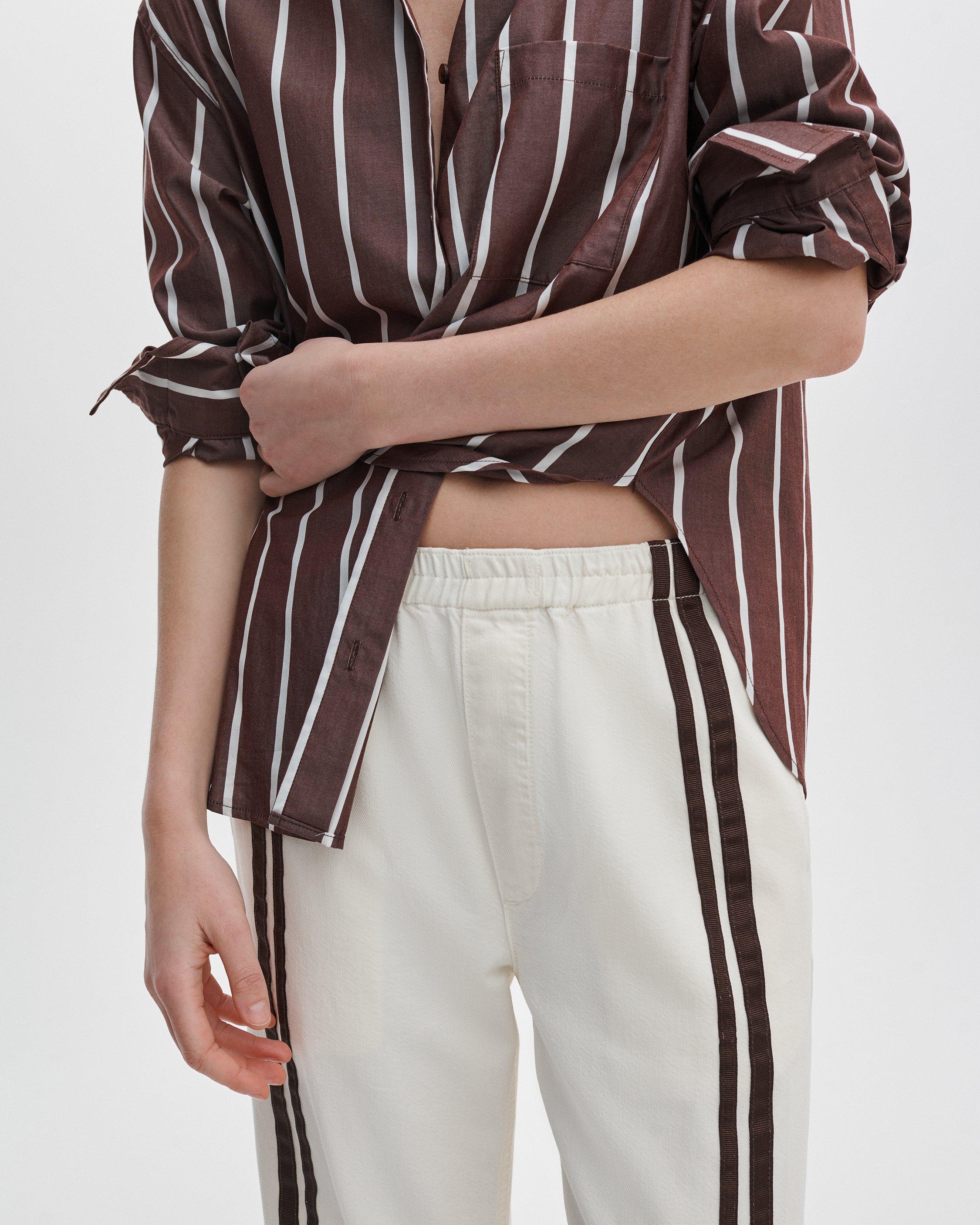 Logan Denim Track Pants - Ecru Sport with Brown Stripes | rag & bone