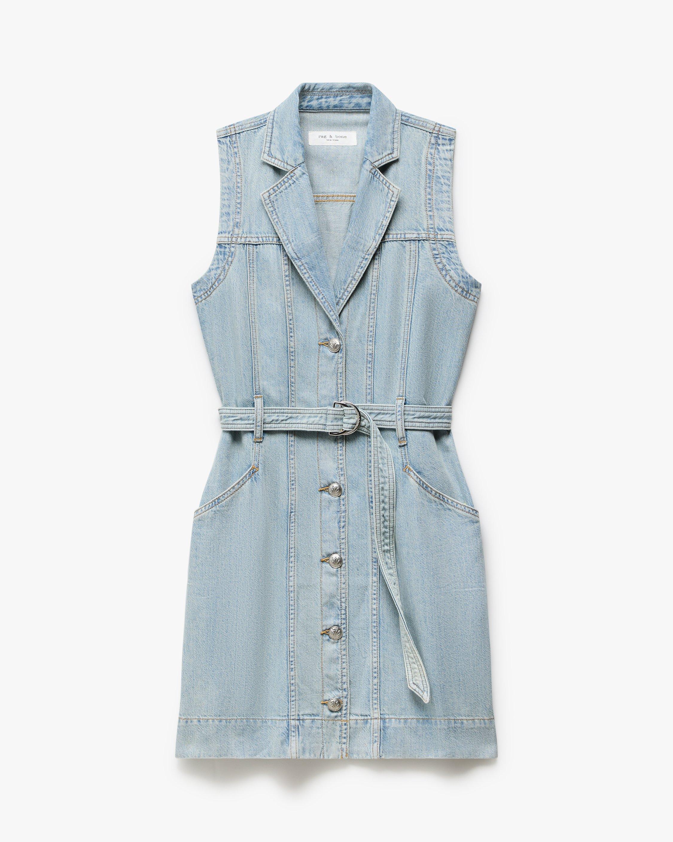 Renata Belted Denim Mini Dress - image 2