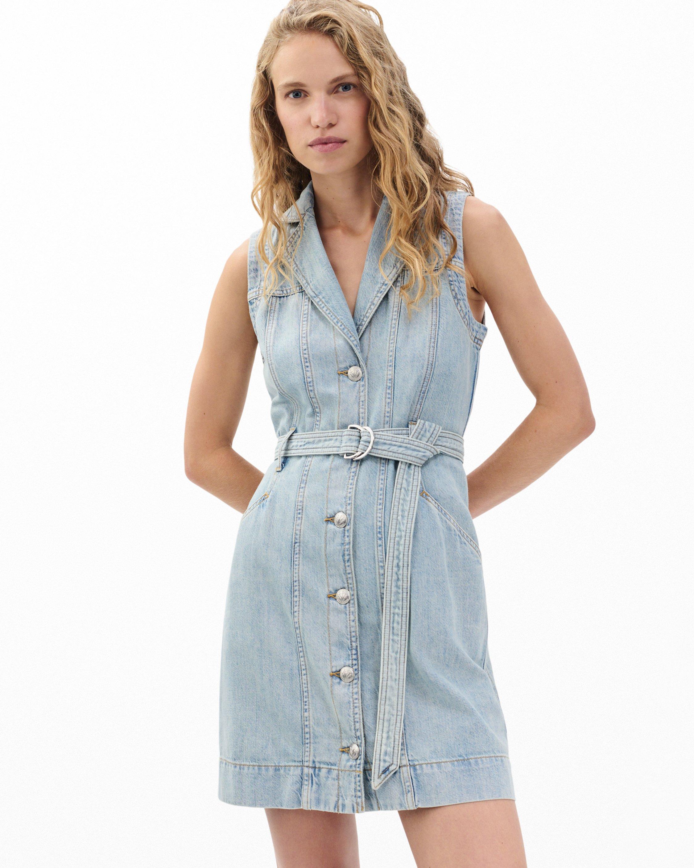 Renata Belted Denim Mini Dress - image 3