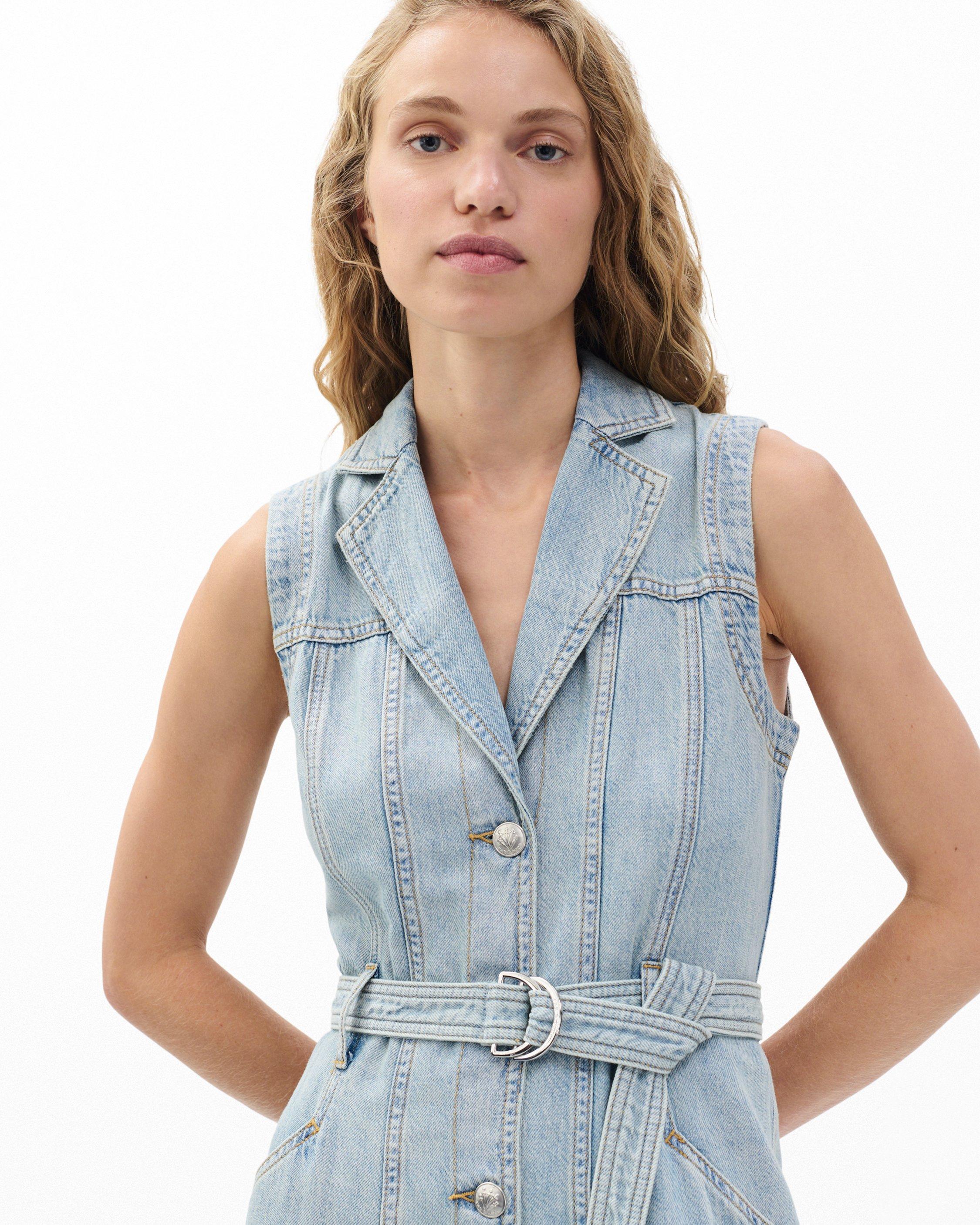 Renata Belted Denim Mini Dress - image 4