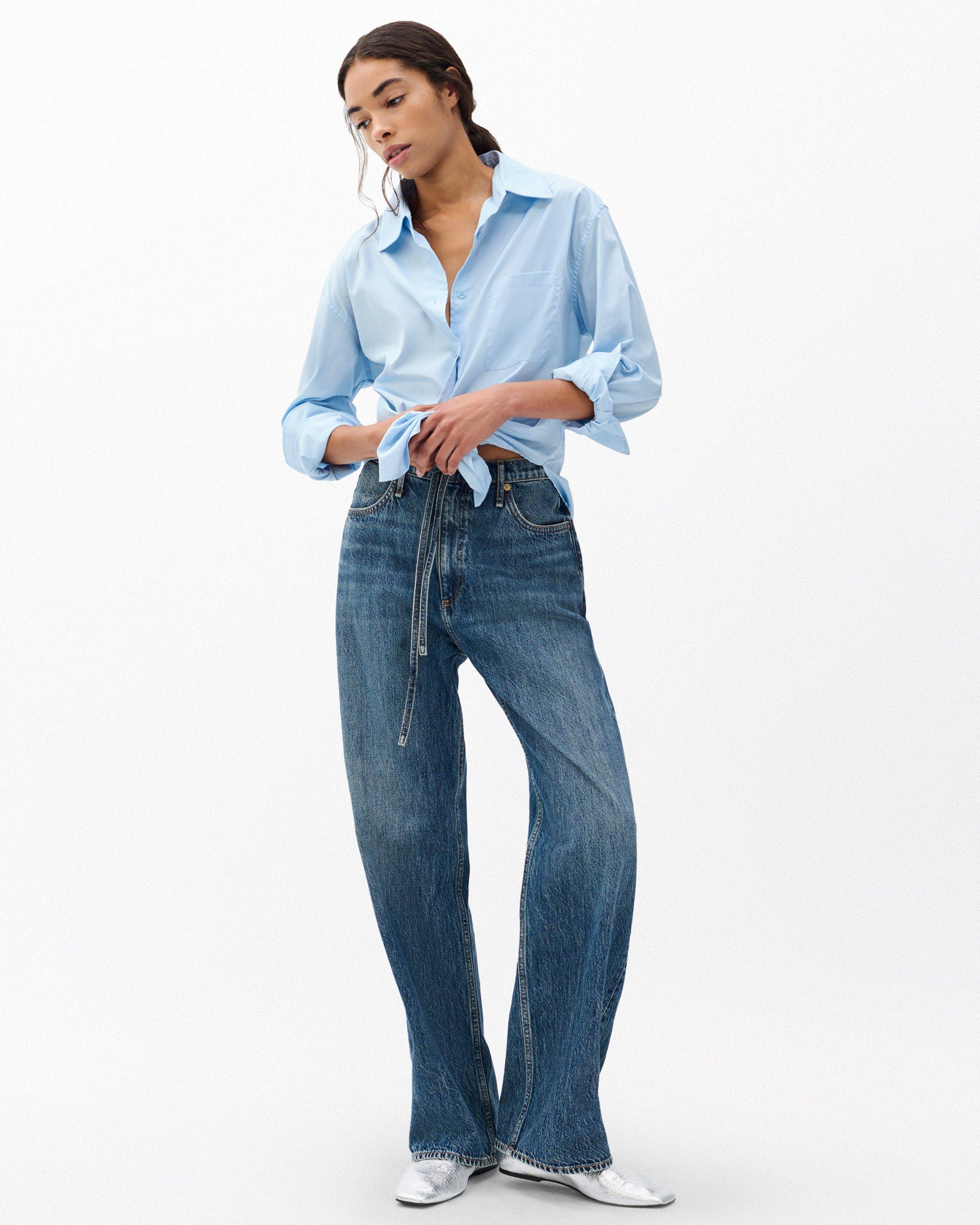 Phoebe Drawstring Wide-Leg Jeans image number 1