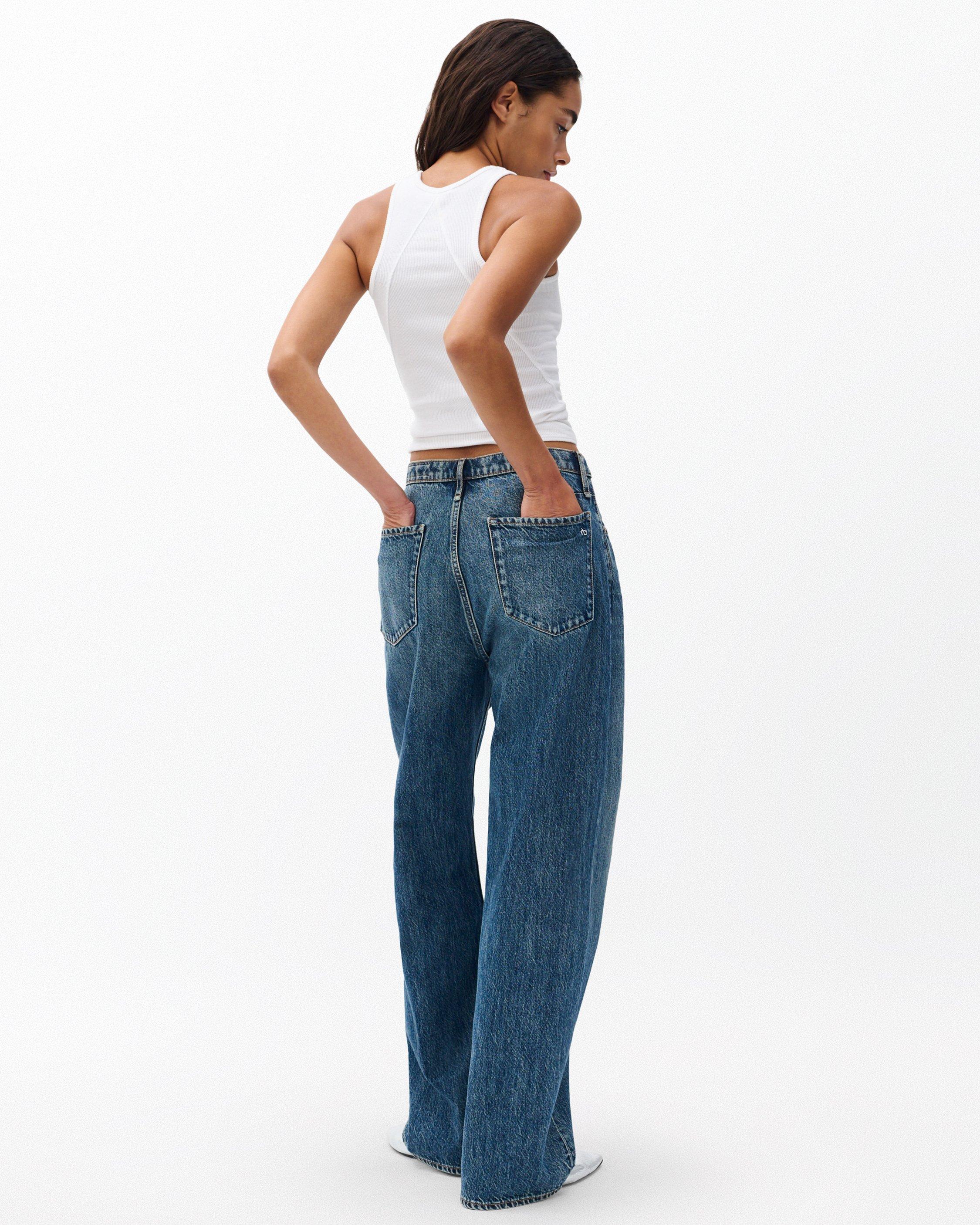 Phoebe Drawstring Wide-Leg Jeans image number 6