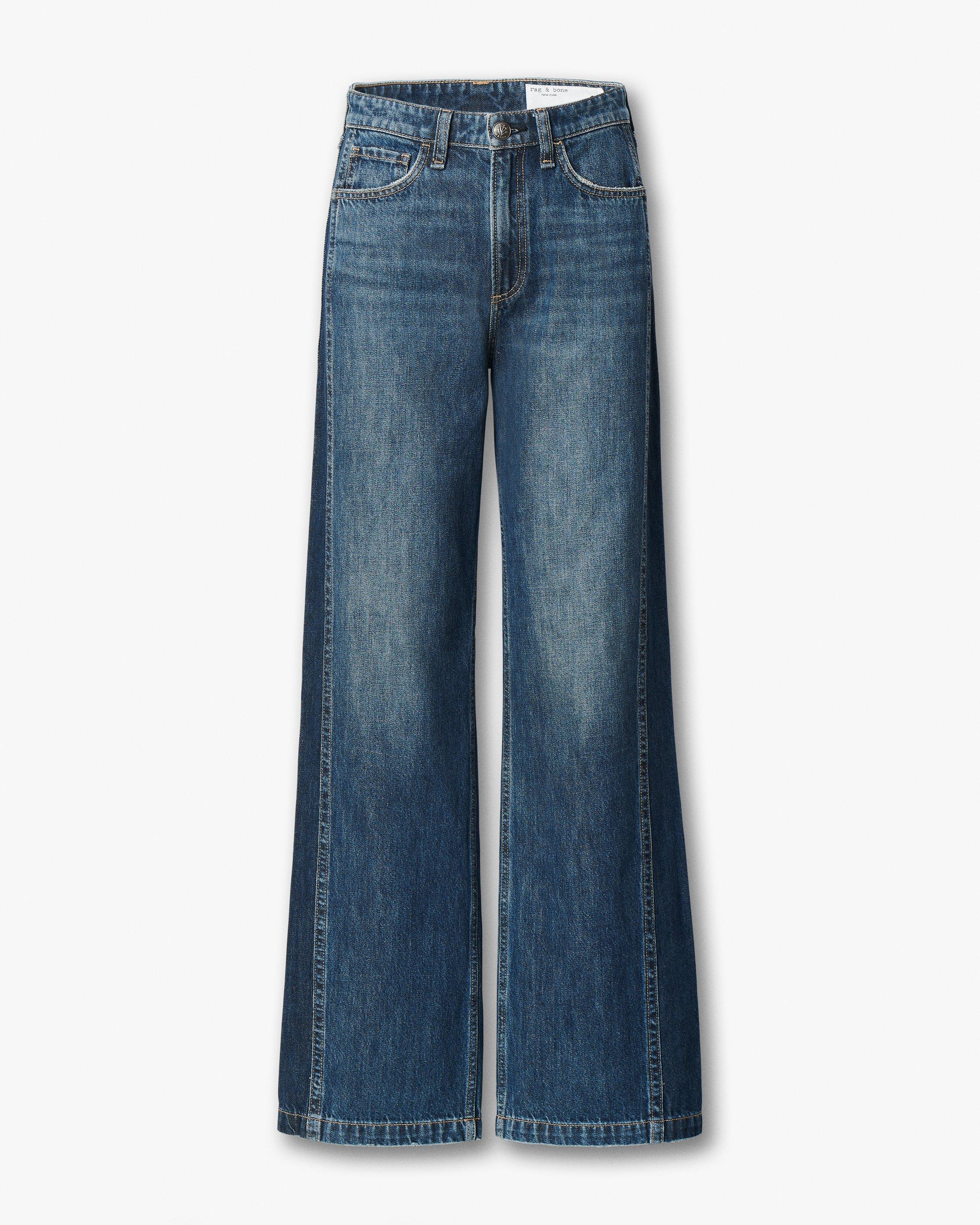 Logan Spliced Wide-Leg Jean - Two Tone Dark Indigo | rag & bone