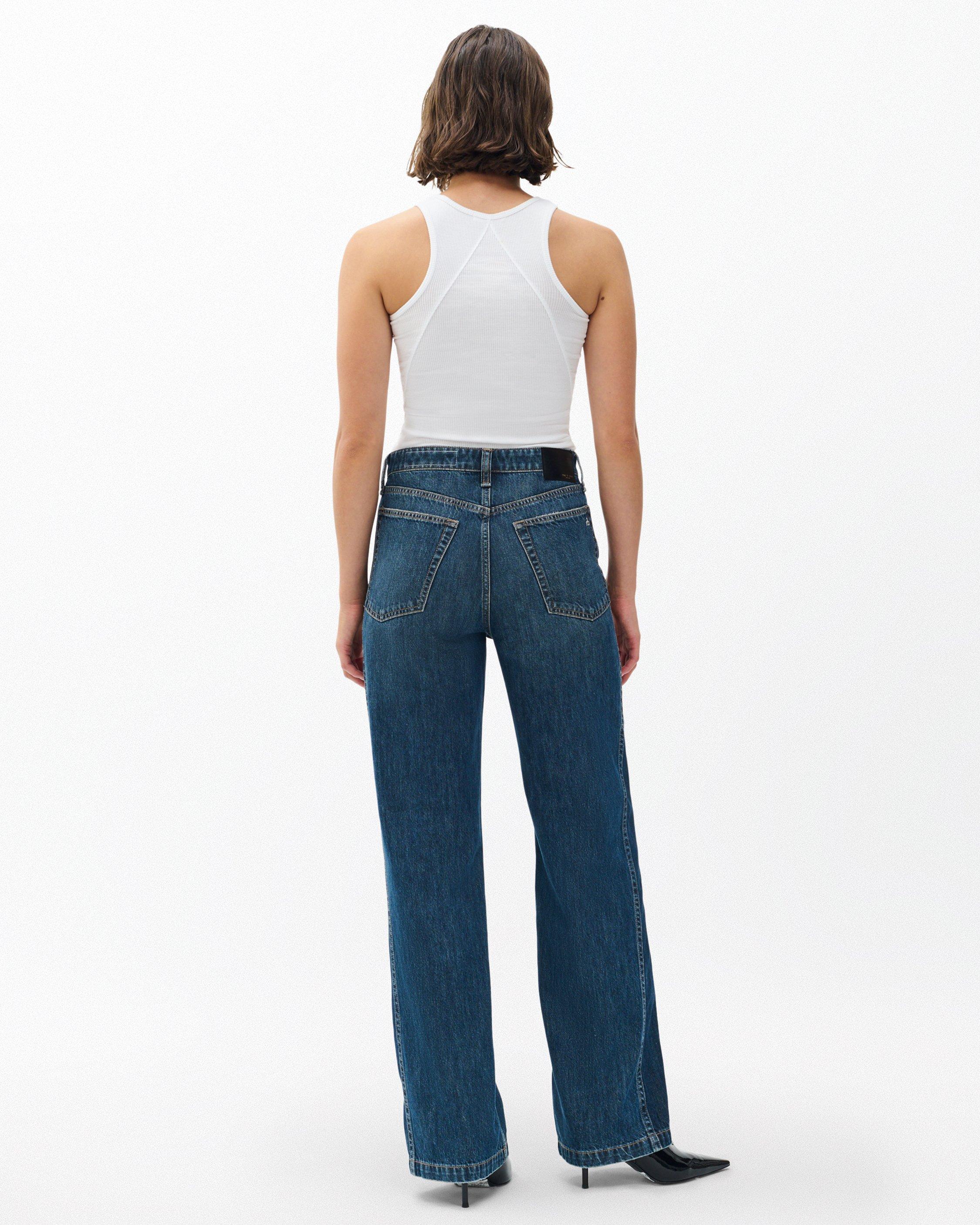 Logan Spliced Wide-Leg Jeans - Two Tone Dark Indigo | rag & bone