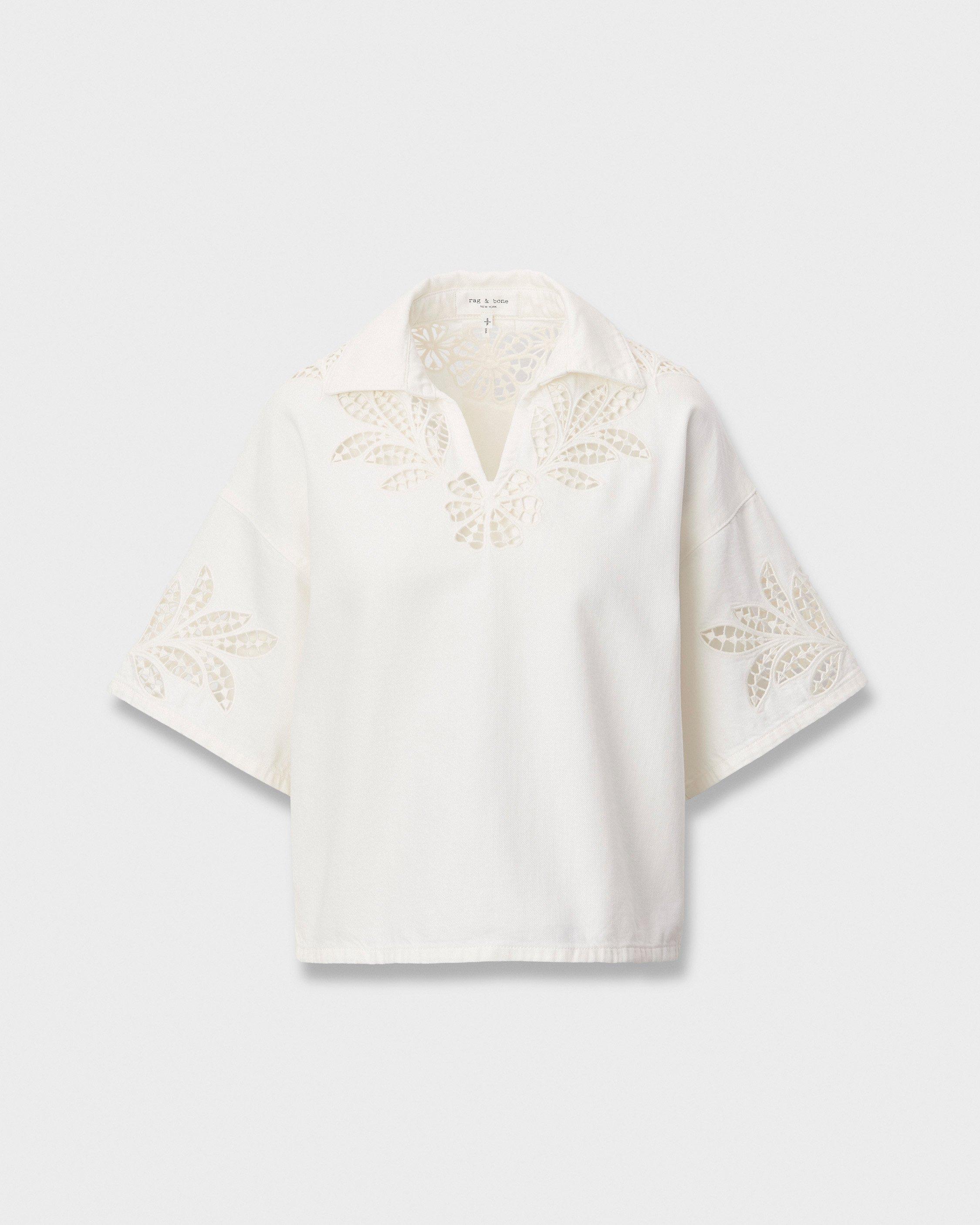 Lucy Floral Cutout Denim Shirt image number 2