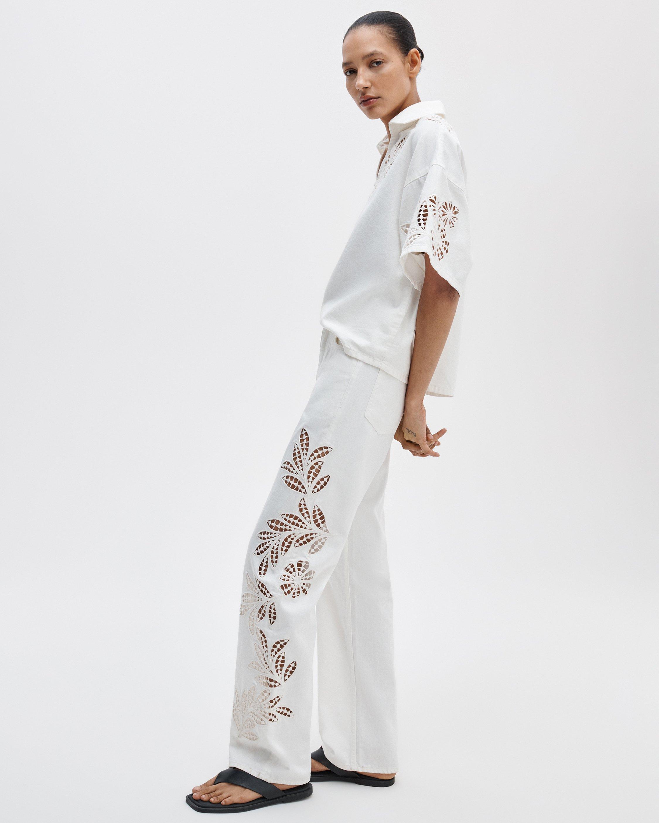 Lucy Floral Cutout Denim Shirt image number 3
