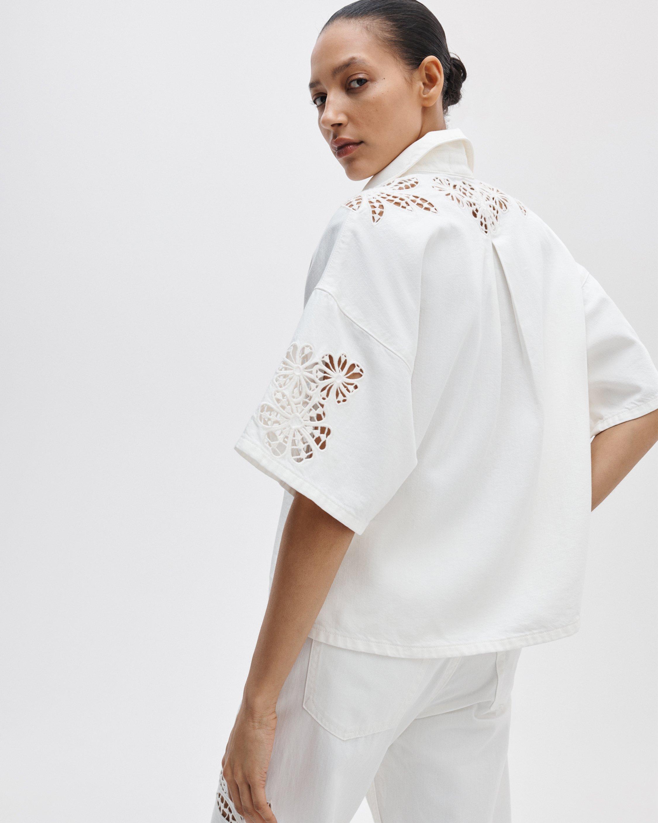 Lucy Floral Cutout Denim Shirt image number 5
