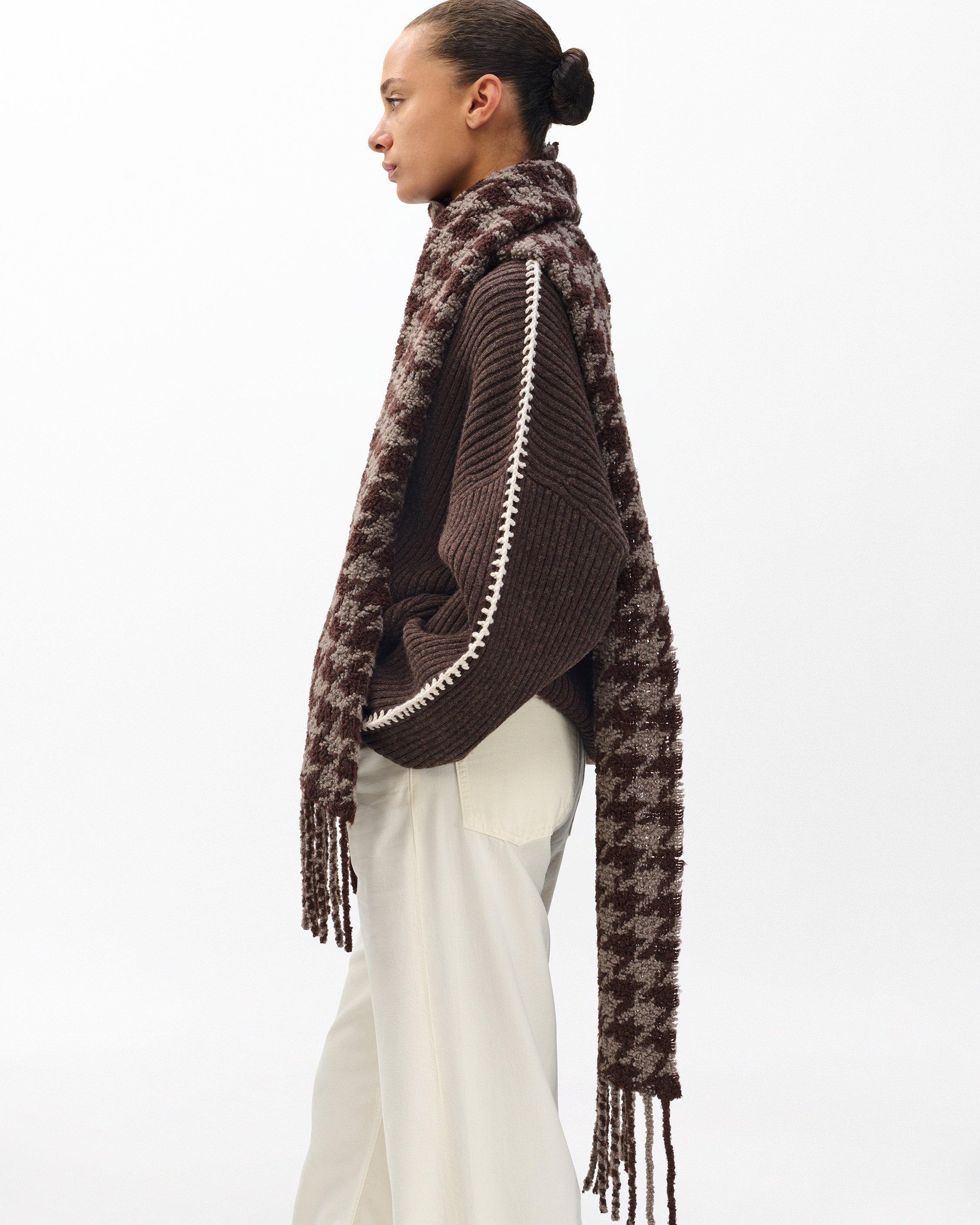 Nora Houndstooth Scarf - Dark Espresso Multi | rag & bone