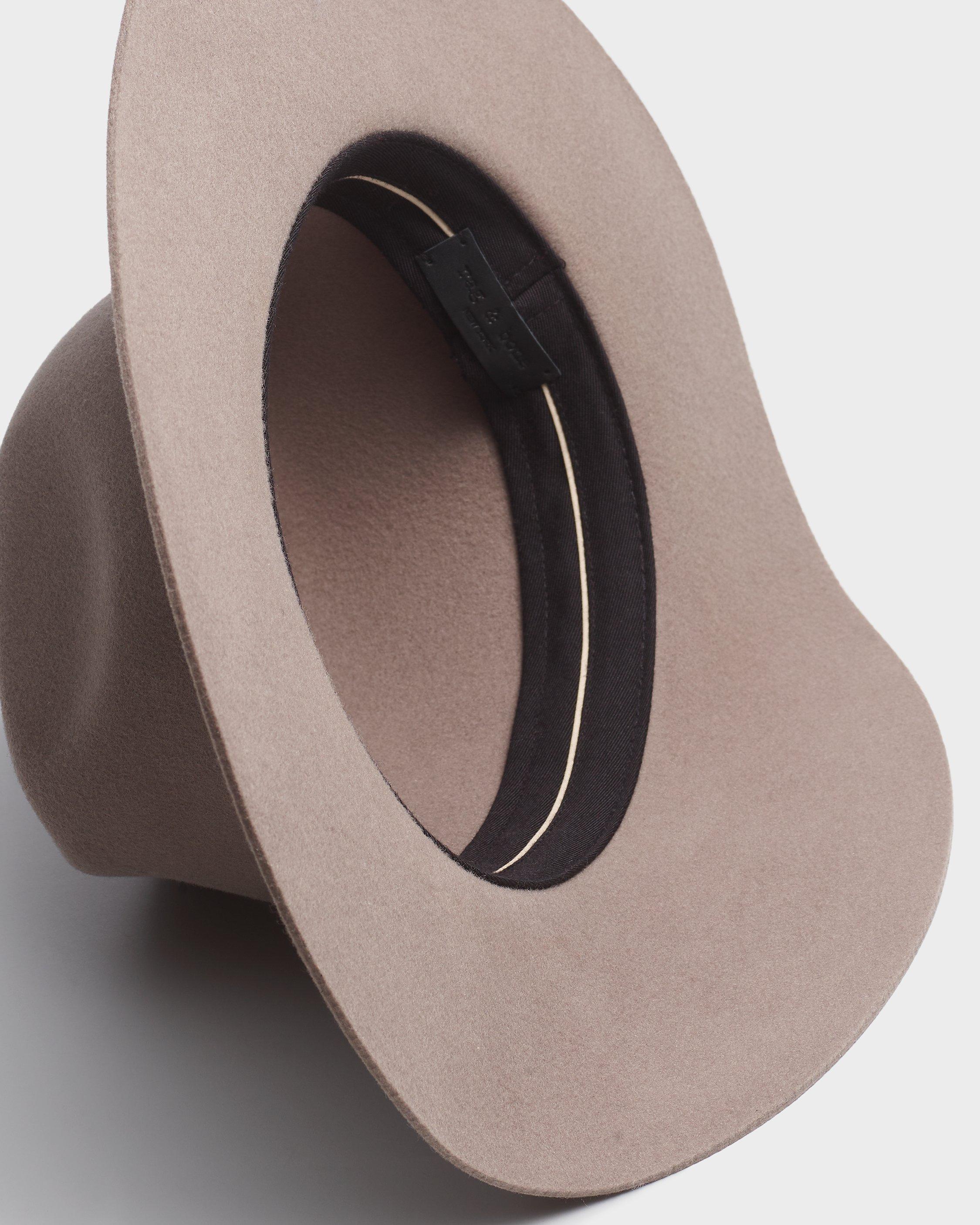 RAG & BONE | Taupe Wool Wide Brim Fedora with Tan Leather Band Size Medium Audrey Felted Wool Fedora - Taupe | rag & bone main image 3