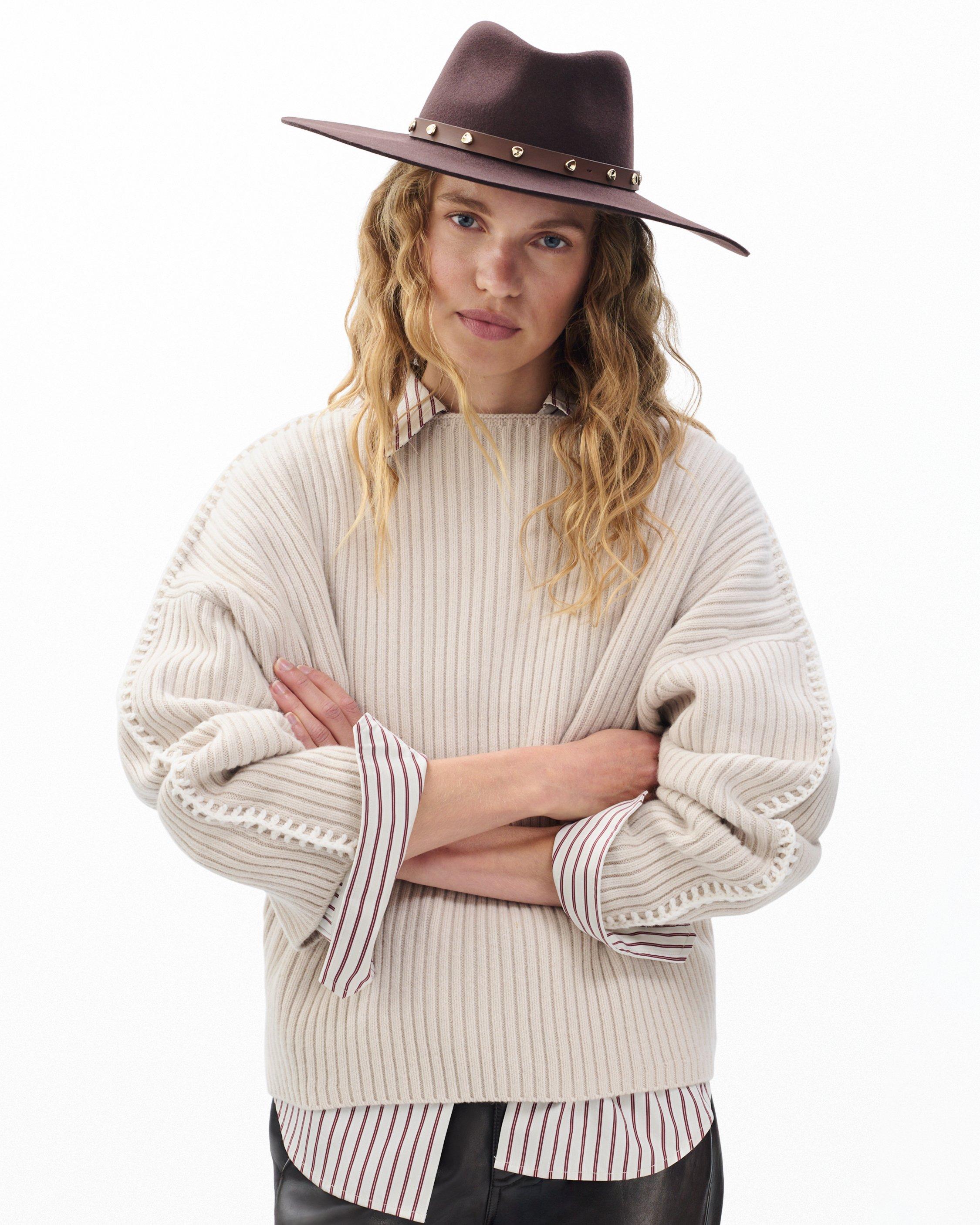 Brynn Studded Wool Fedora - Dark Espresso | rag & bone display picture 1