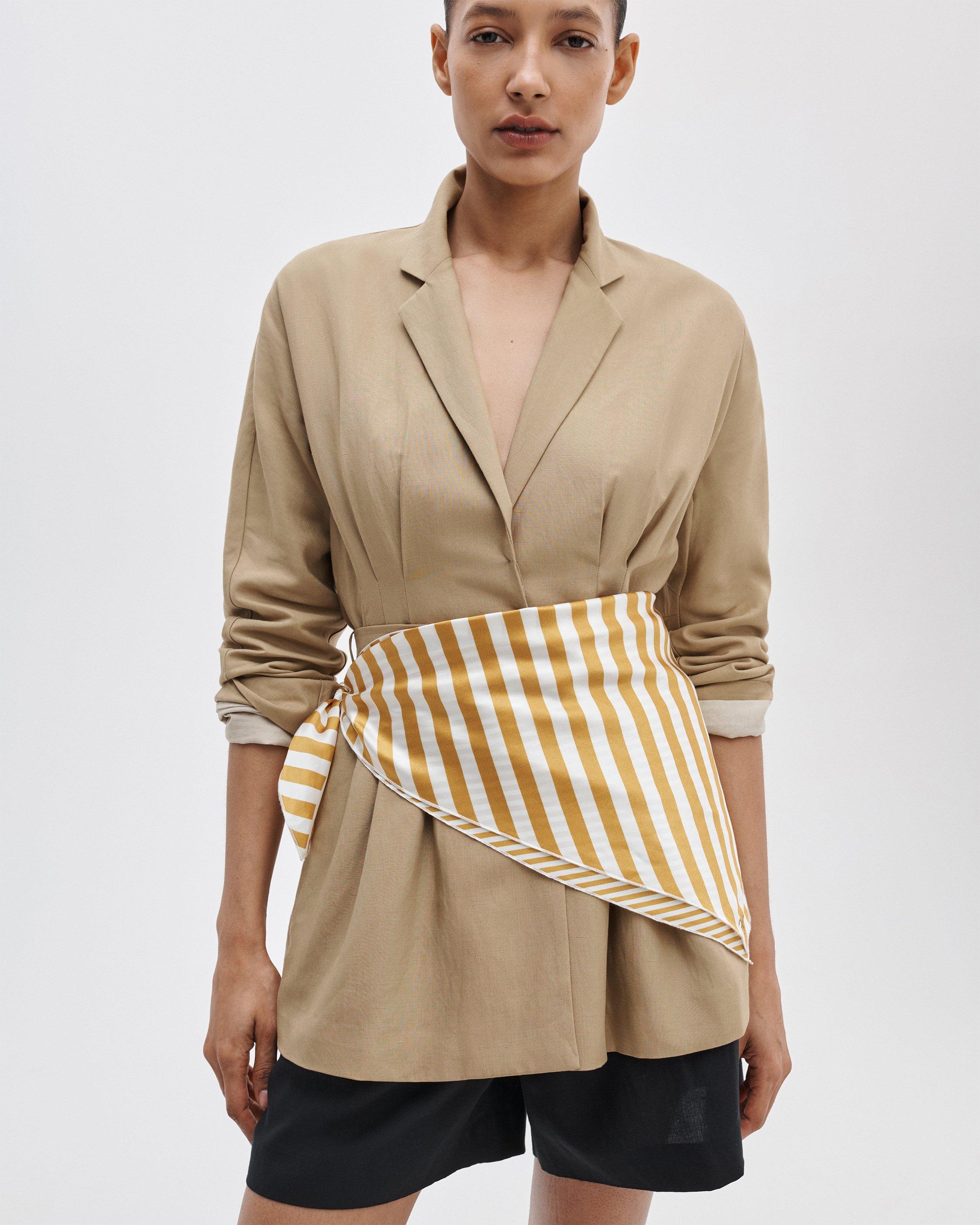 Gia Striped Italian Silk Scarf image number 2