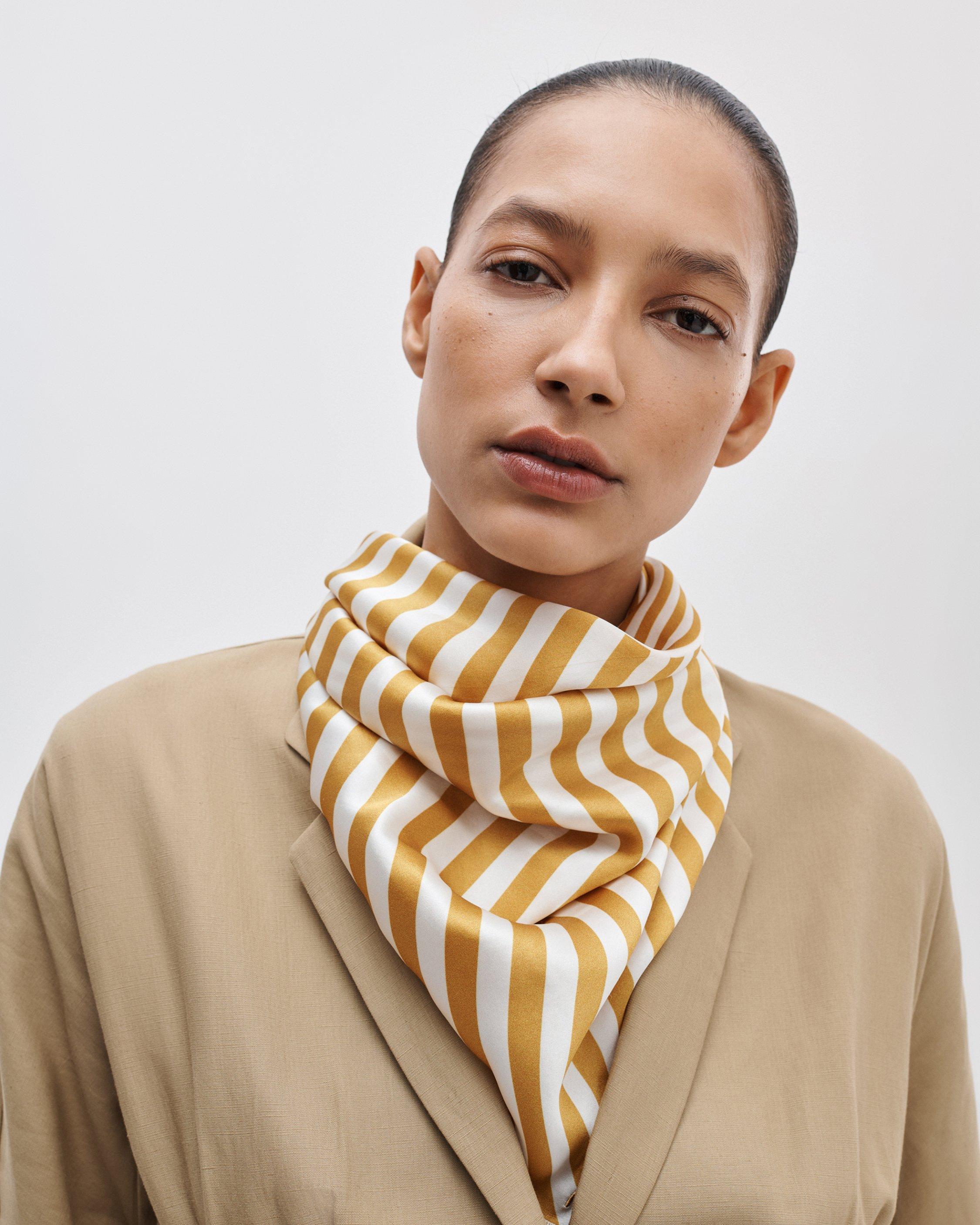 Gia Striped Italian Silk Scarf image number 3