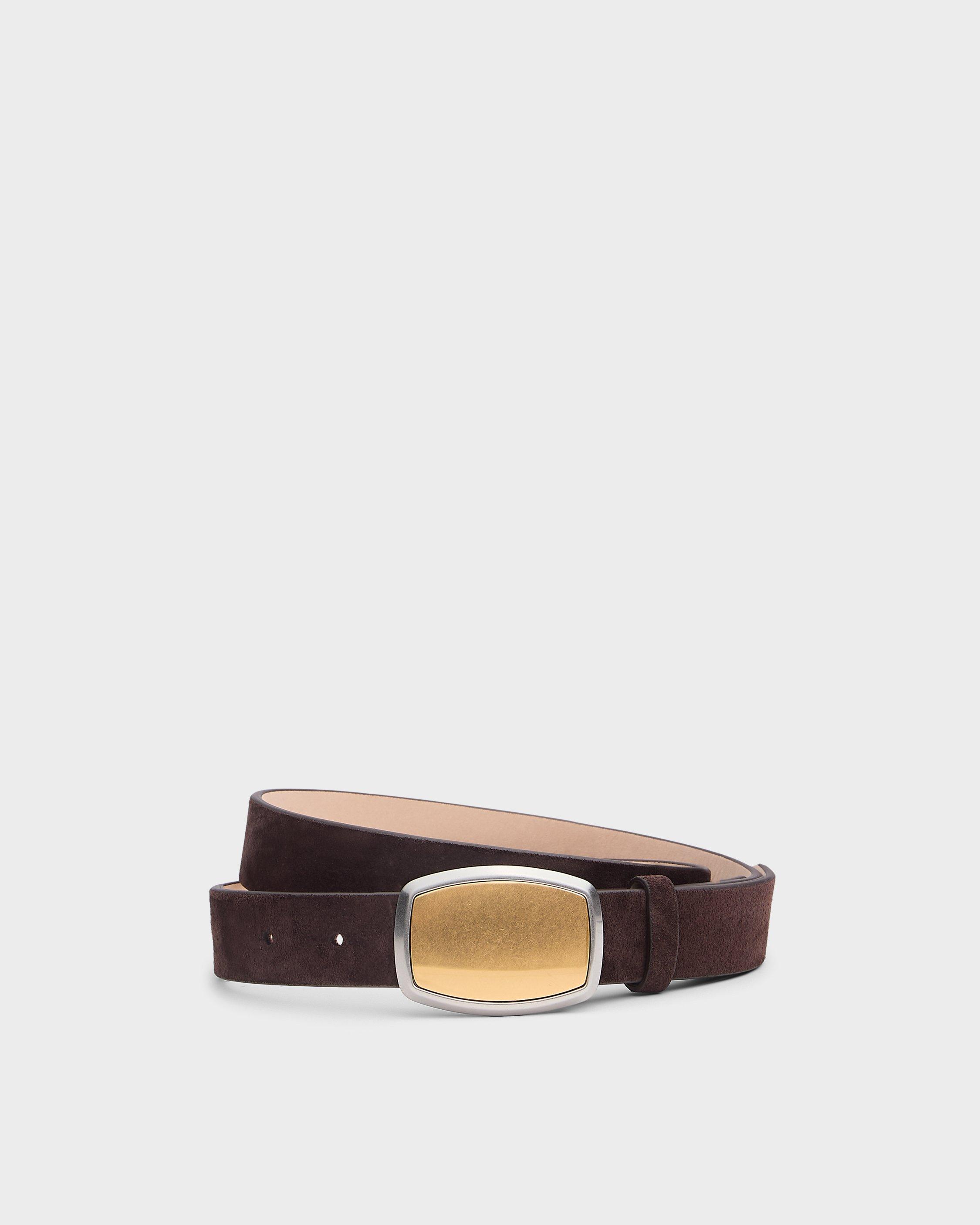 Wyatt Slim Plaque Suede Belt image number 1