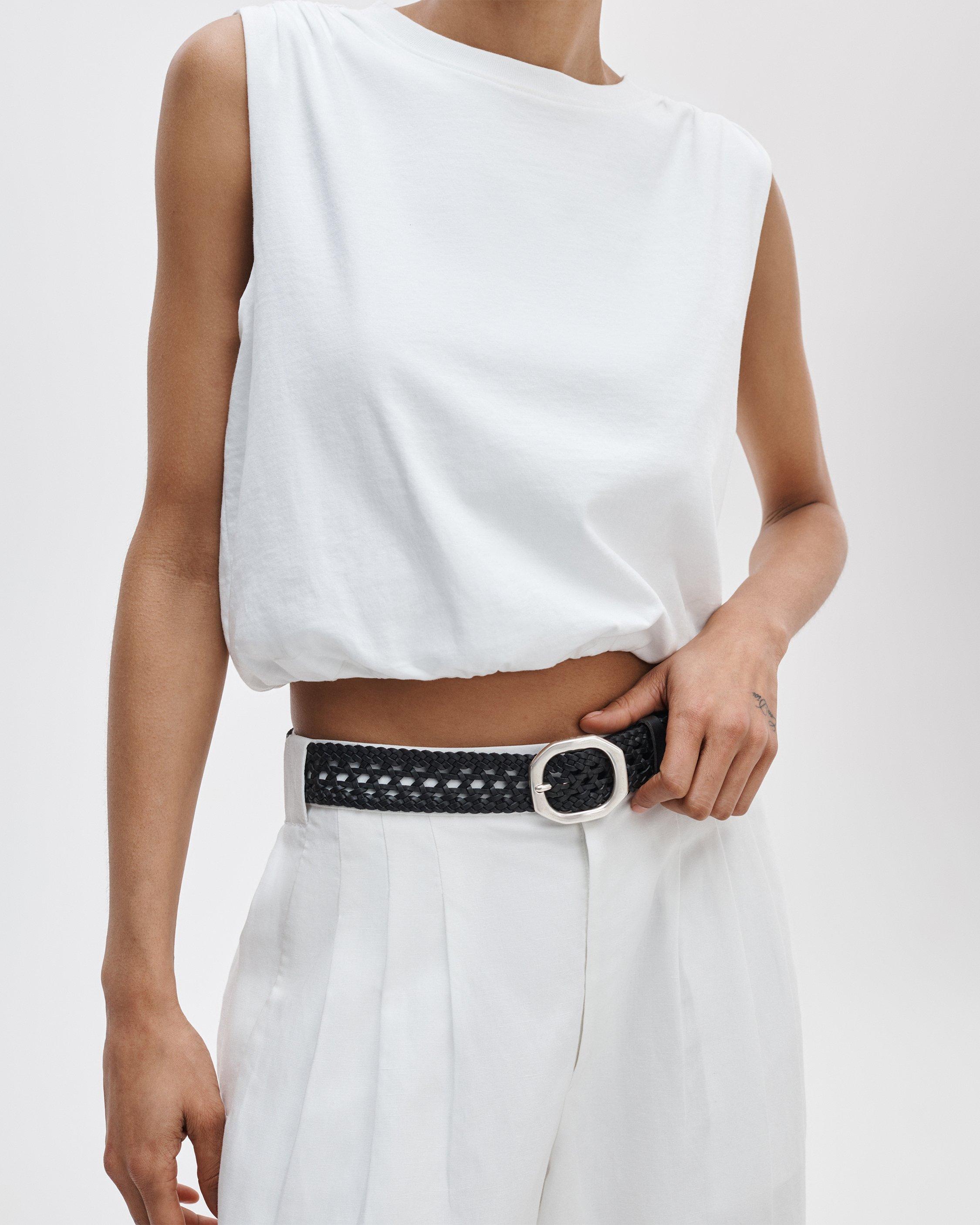 Audrey Woven Italian Leather Belt image number 2