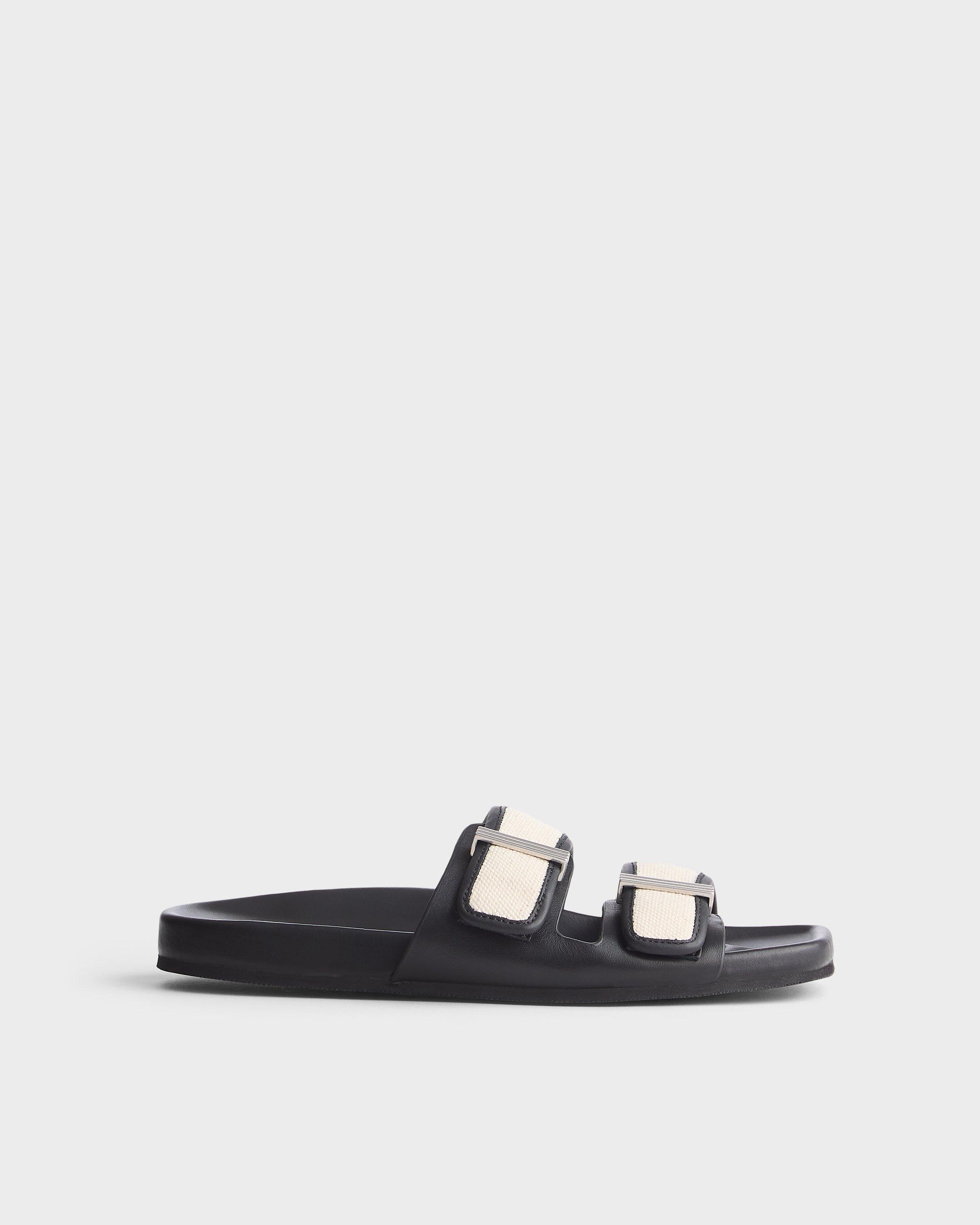 Rue Canvas-Trimmed Leather Slide image number 1