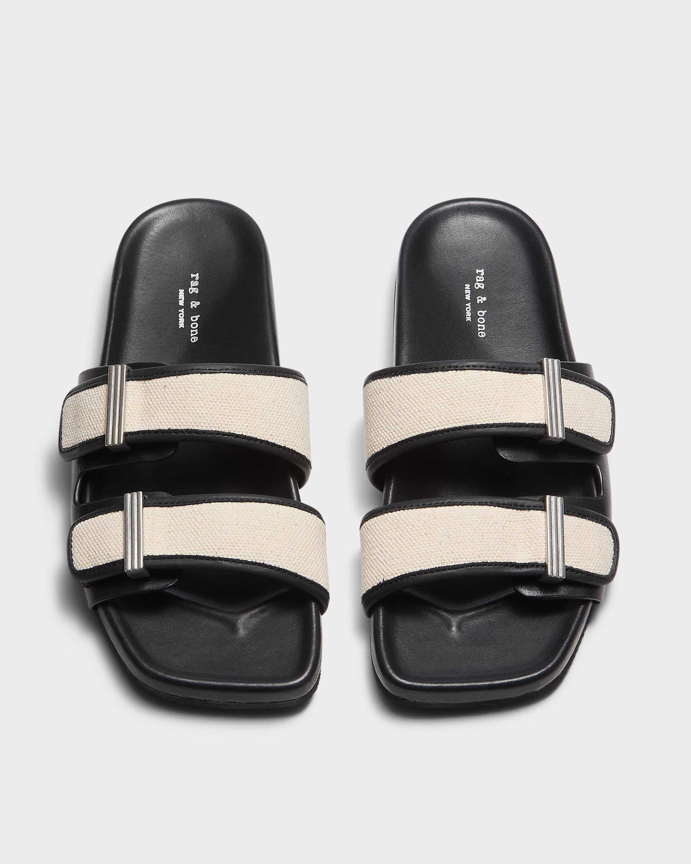 Rue Canvas-Trimmed Leather Slide image number 4