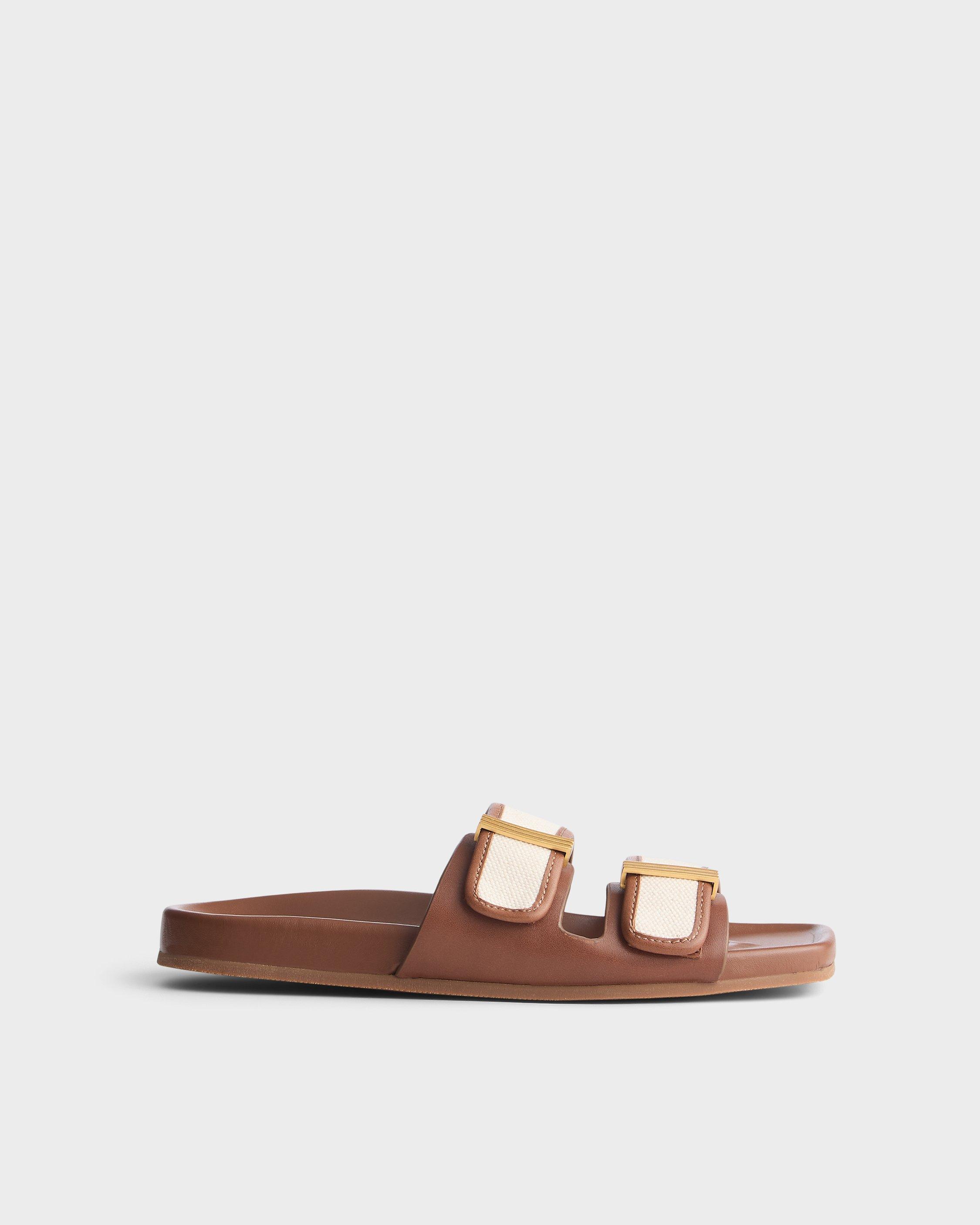 Rue Canvas-Trimmed Leather Slide image number 1