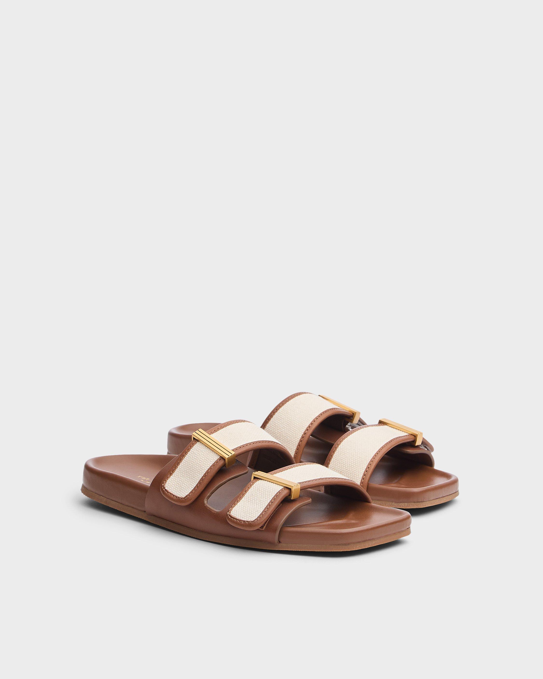 Rue Canvas-Trimmed Leather Slide image number 2