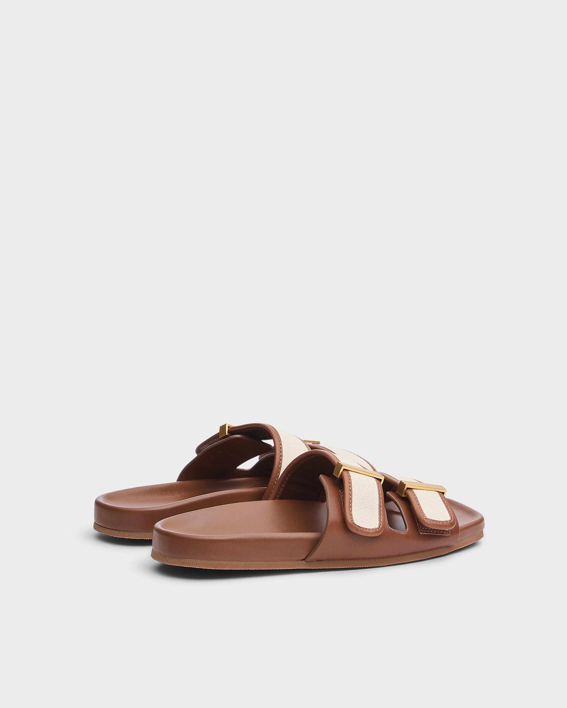 Rue Canvas-Trimmed Leather Slide image number 3