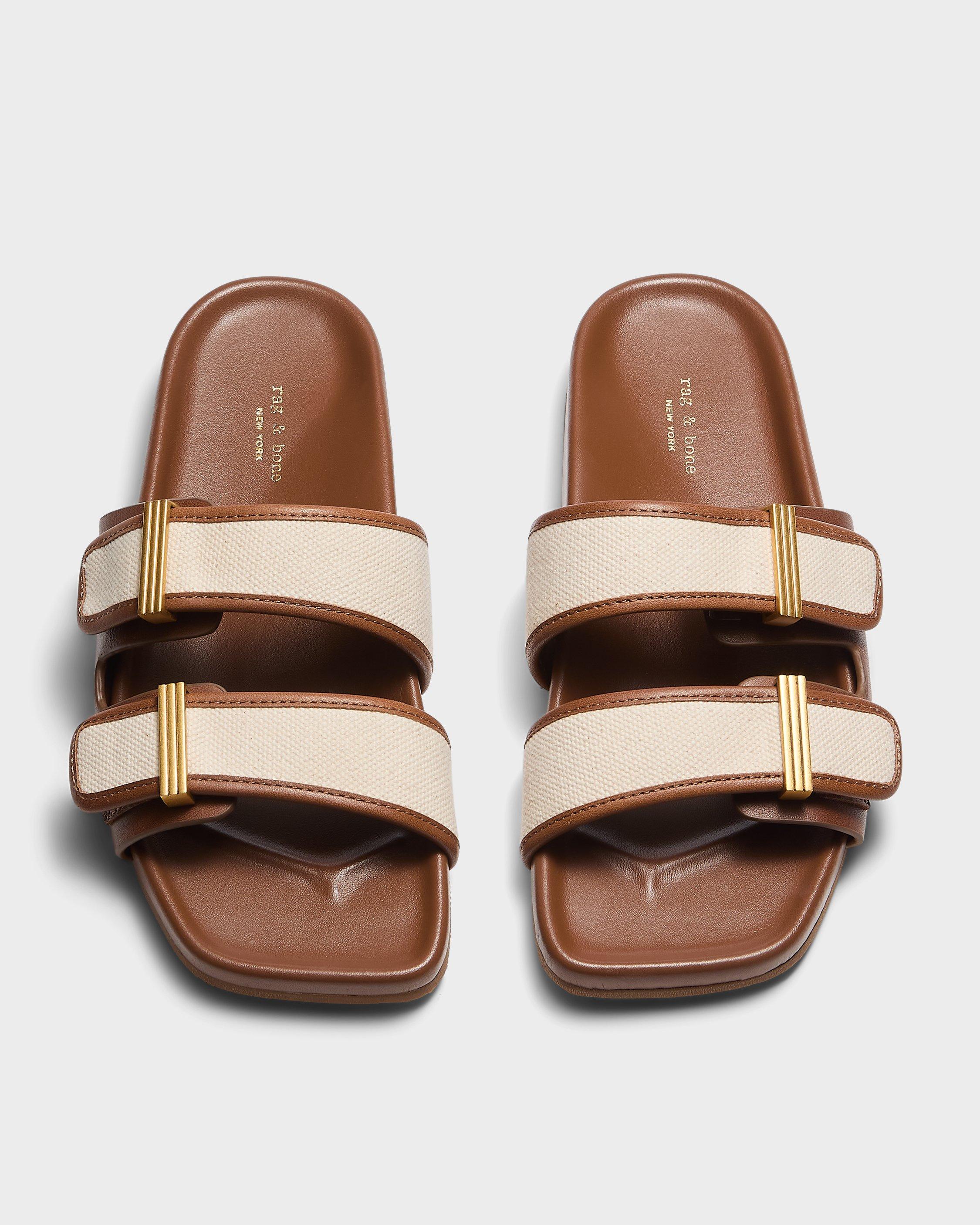 Rue Canvas-Trimmed Leather Slide image number 4