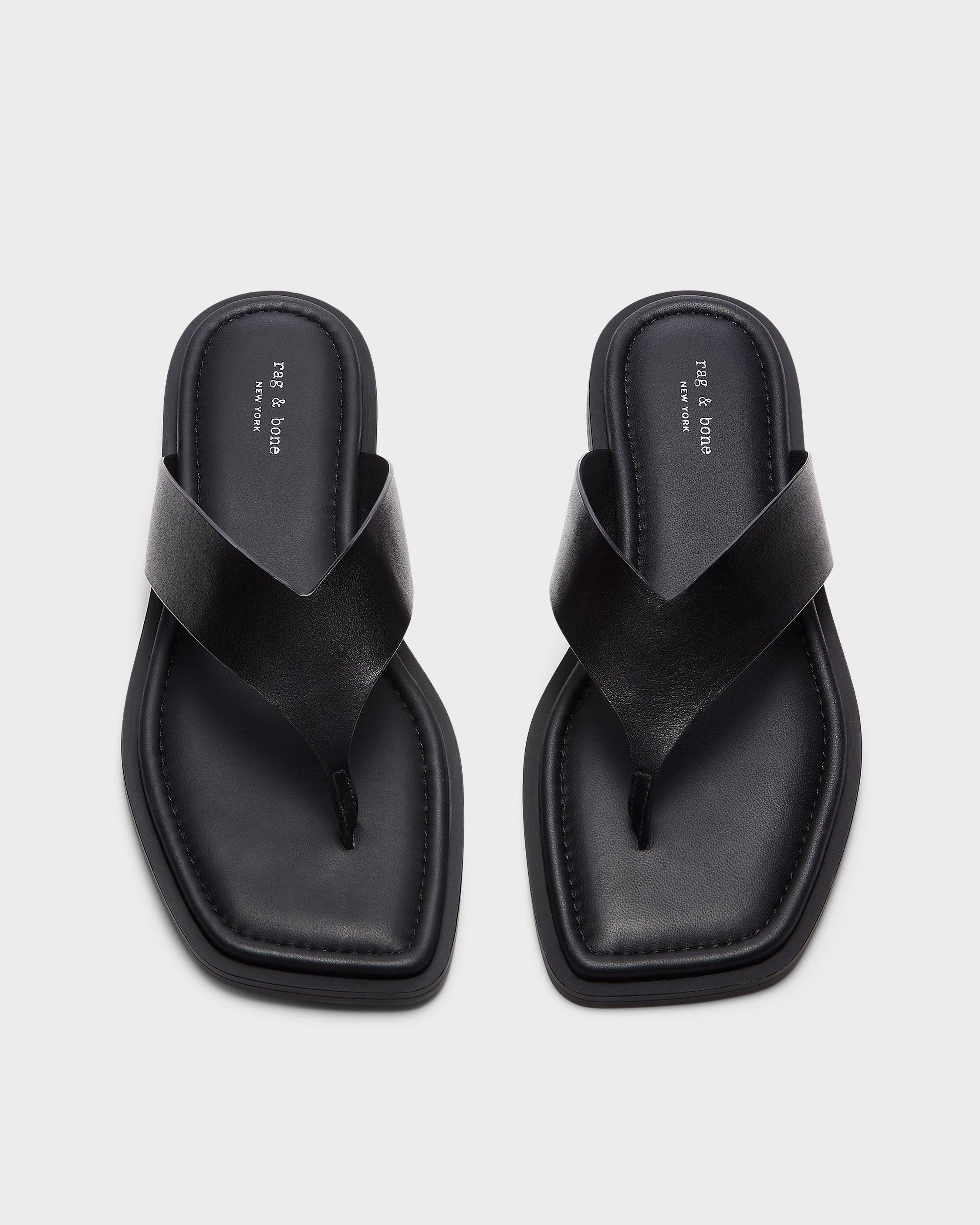 Gracie Leather Thong Sandal - Black | rag & bone