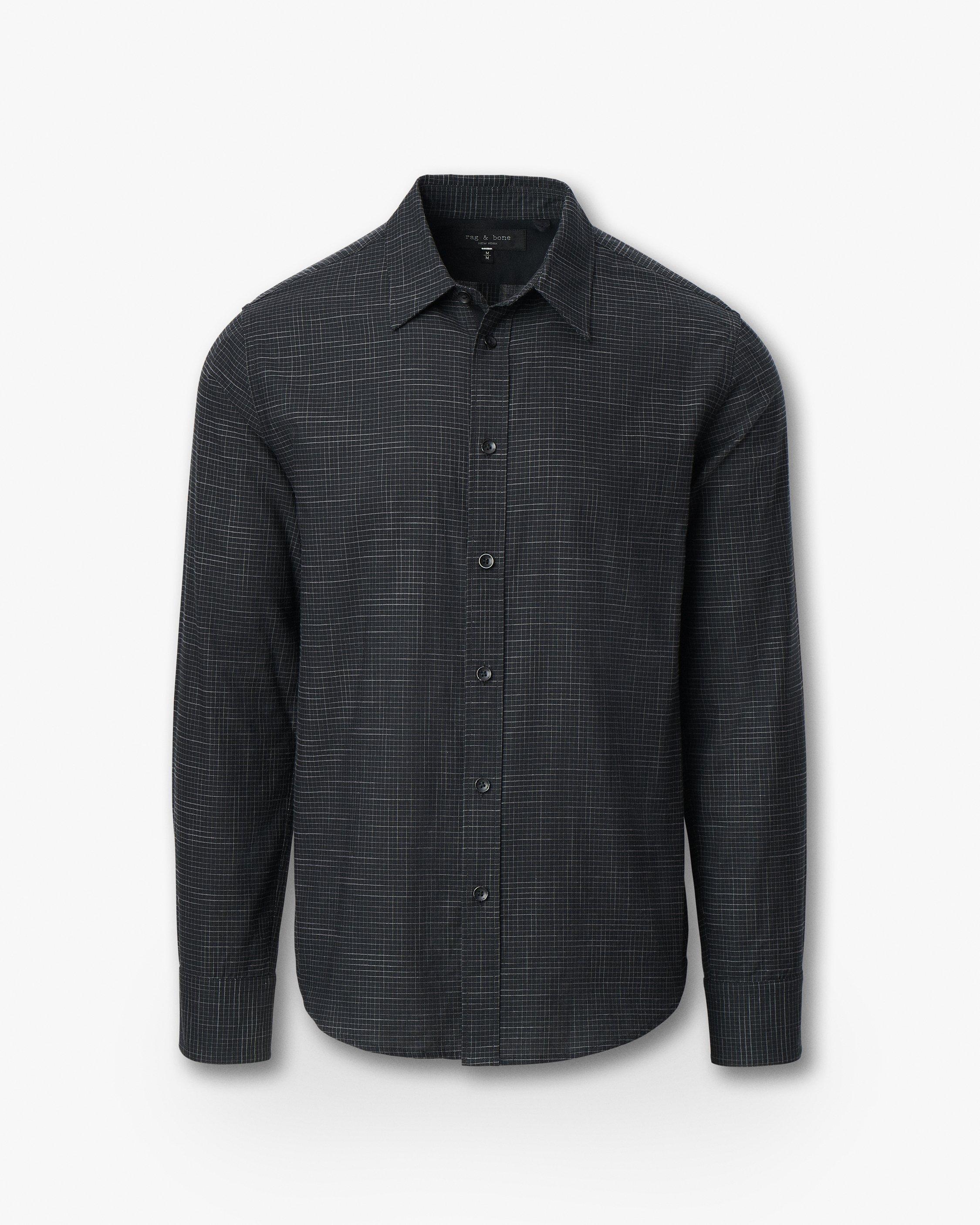 rag & bone Tomlin Crosshatch Shirt Shirts | Black/grey