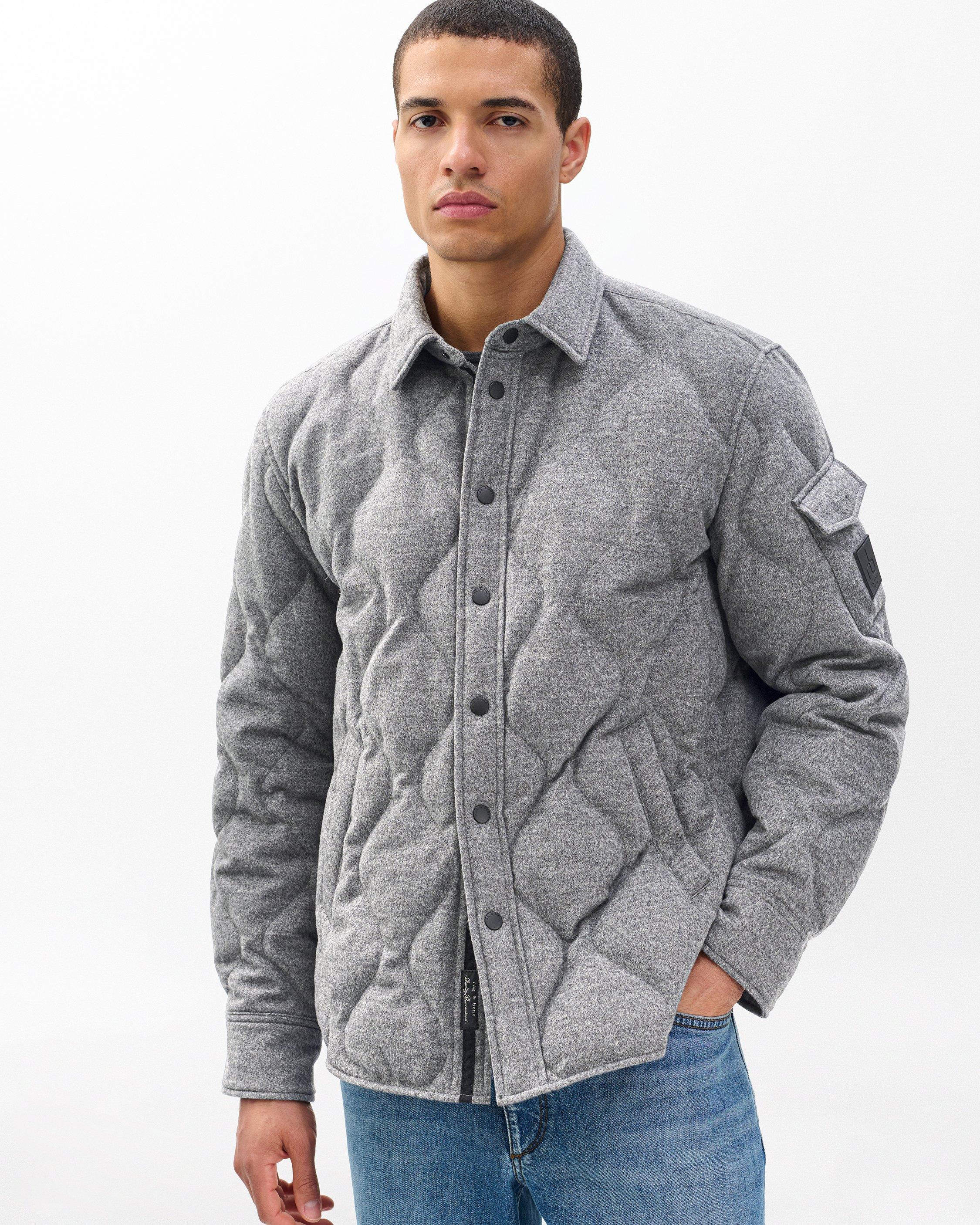 Dane Wool-Cashmere Quilted Shirt Jacket - Heather Grey | rag