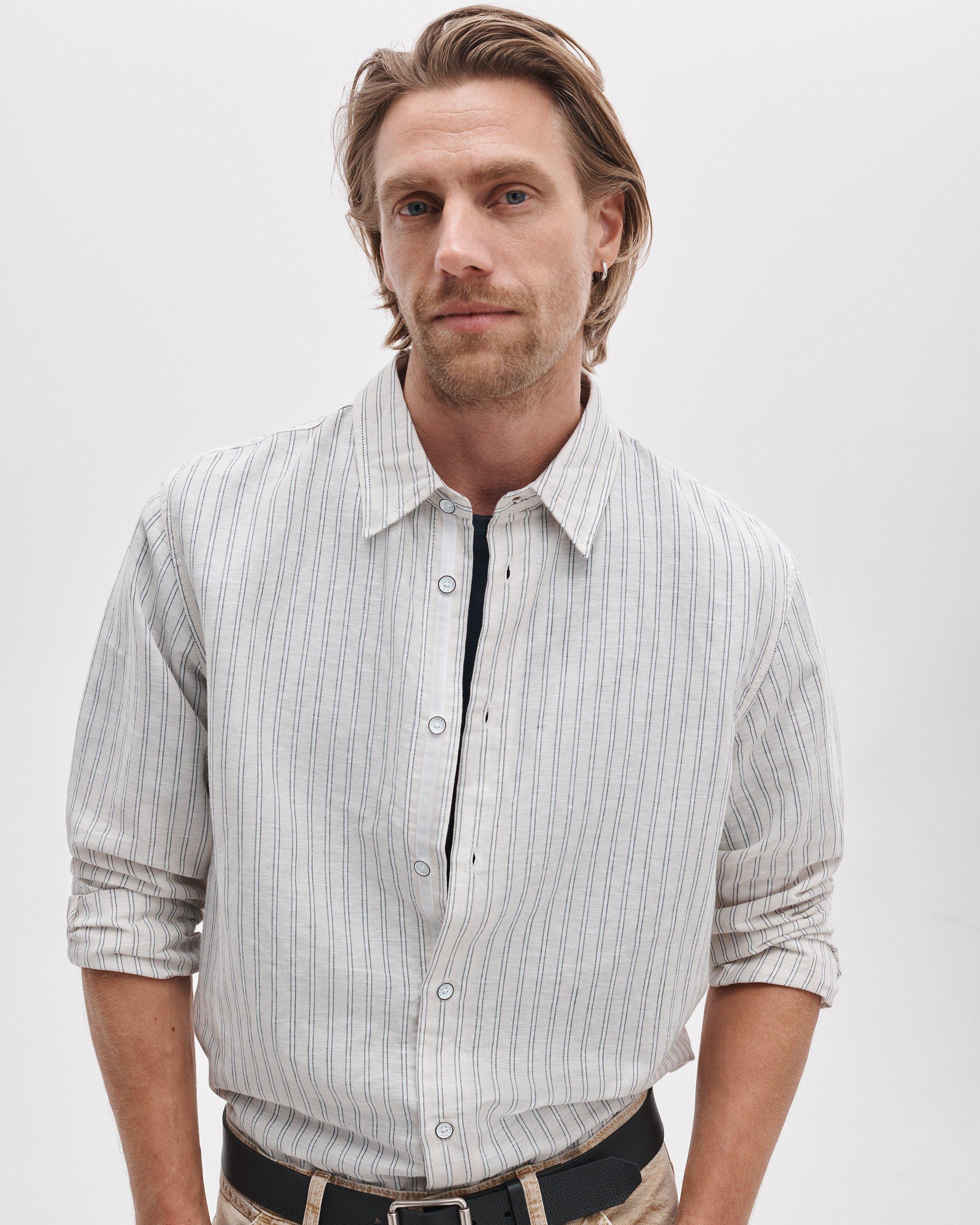 Finch Striped Linen-Cotton Shirt image number 4