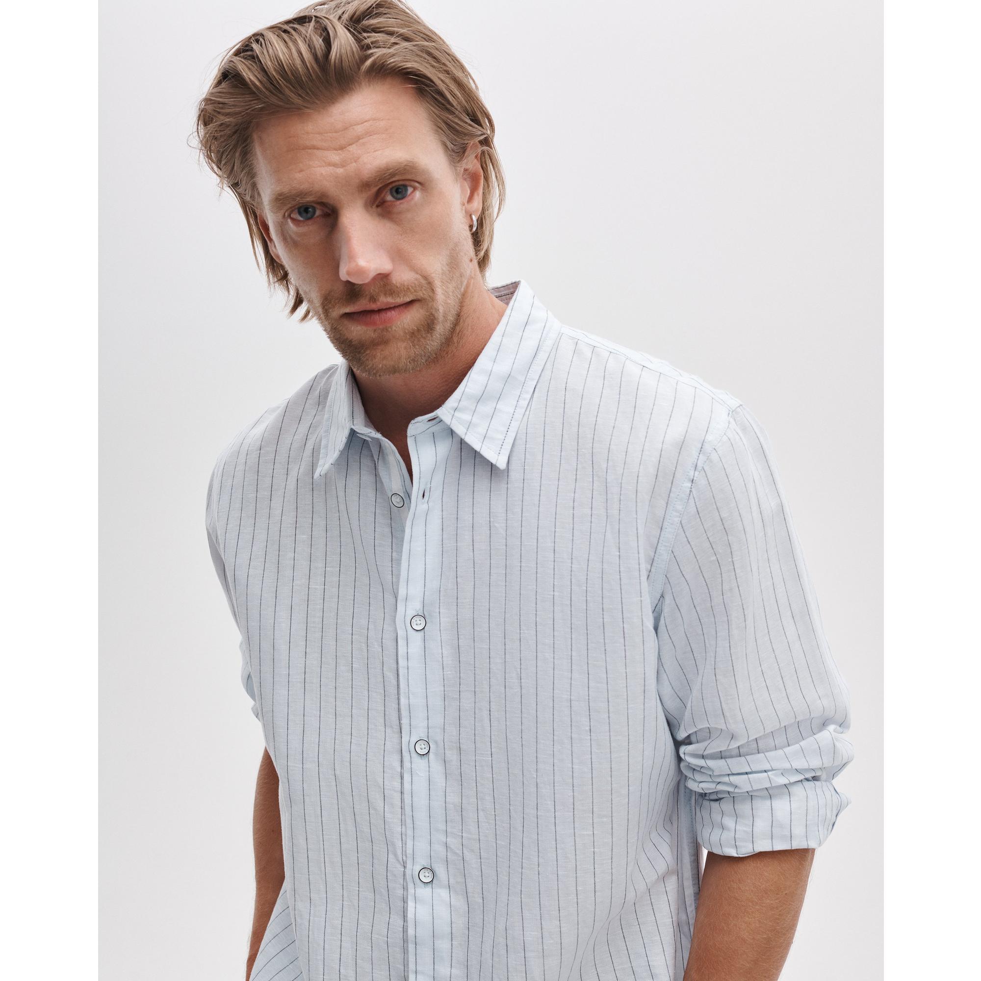 Finch Striped Linen-Cotton Shirt
